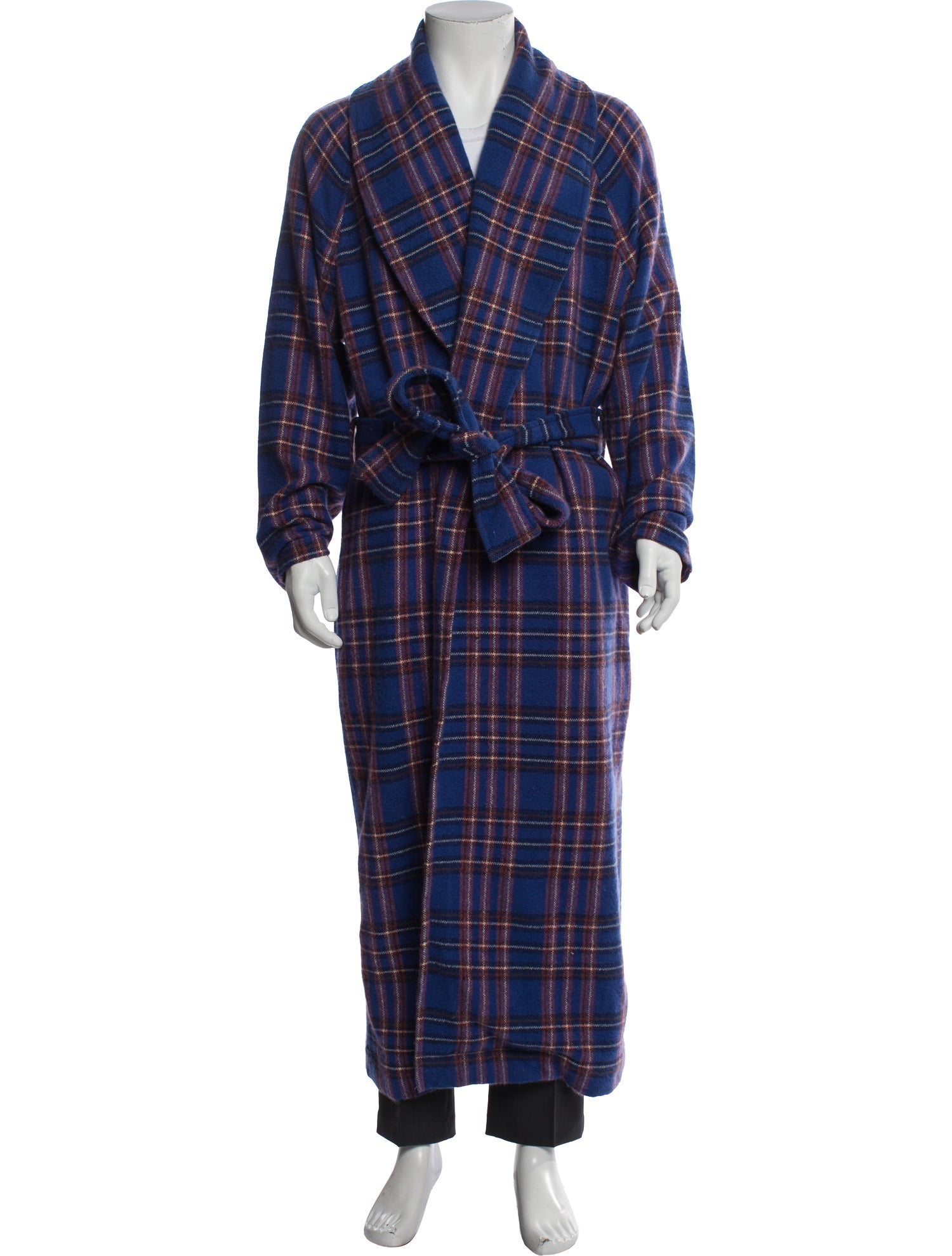 The Elder Statesman Cashmere Plaid Print Robe
