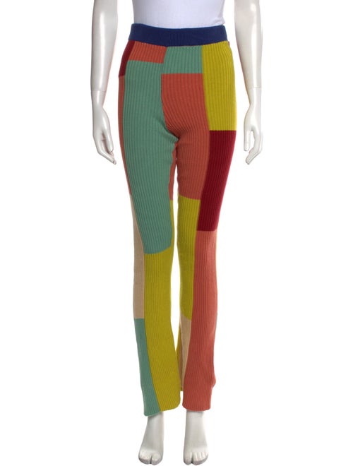 The Elder Statesman Colorblock Pattern Wide Leg Pants