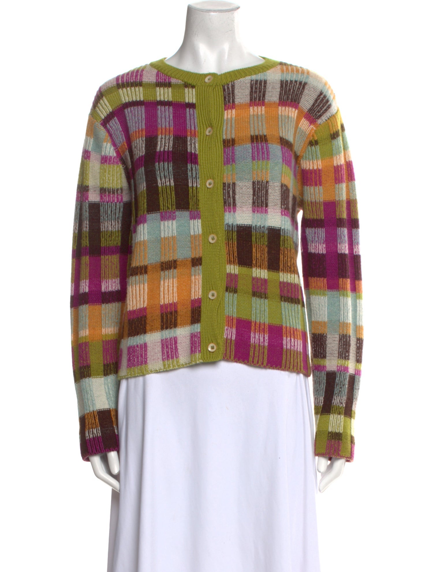 The Elder Statesman Cashmere Plaid Print Sweater