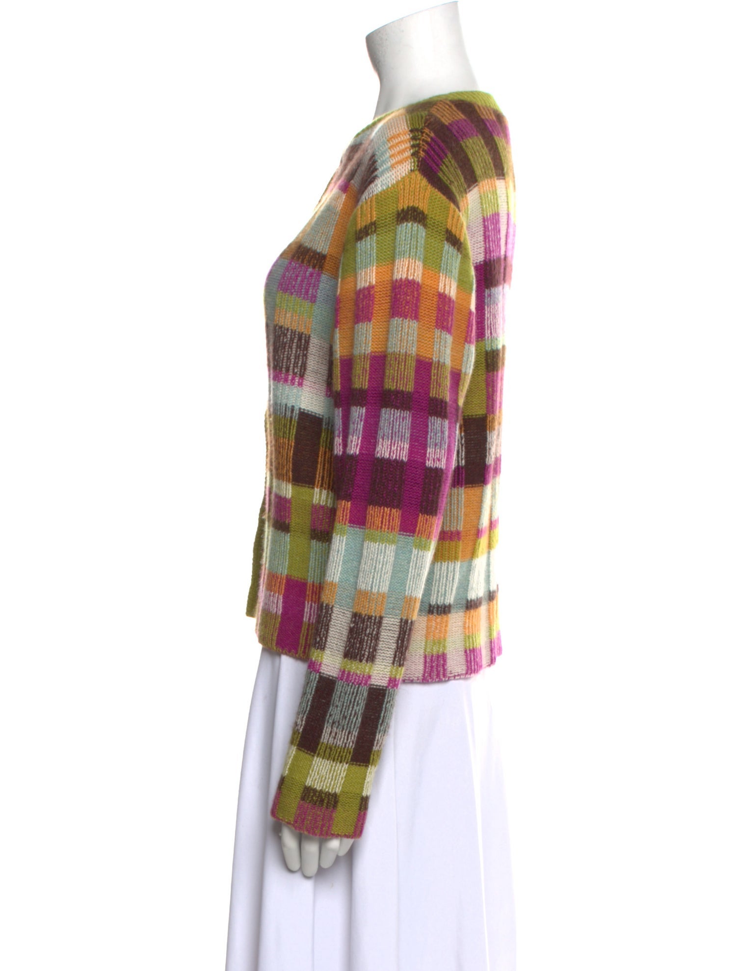 The Elder Statesman Cashmere Plaid Print Sweater