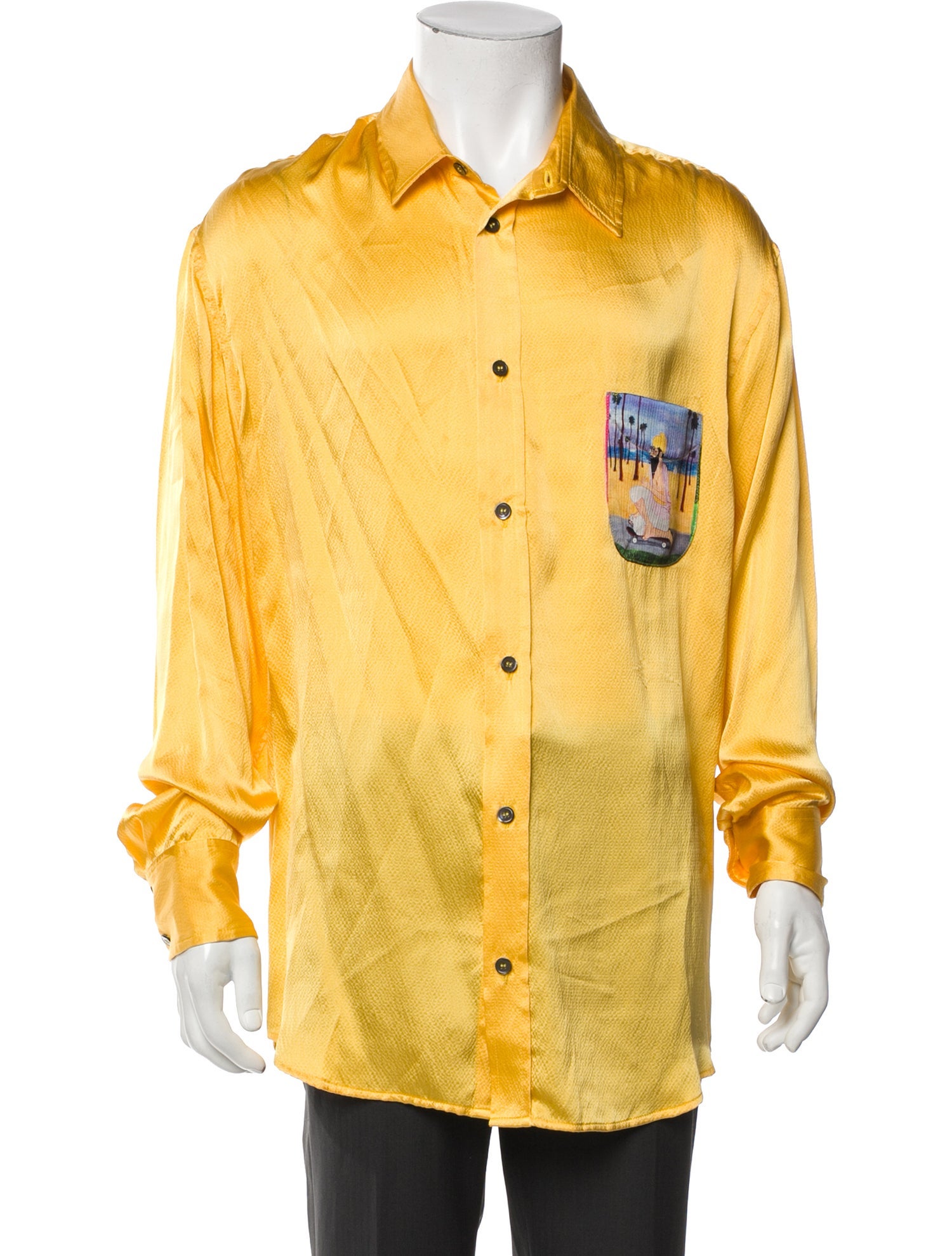 The Elder Statesman Silk Graphic Print Shirt