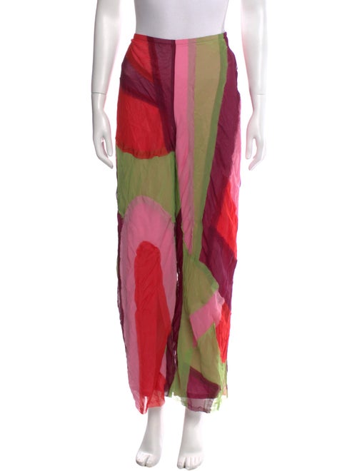 The Elder Statesman Colorblock Pattern Wide Leg Pants