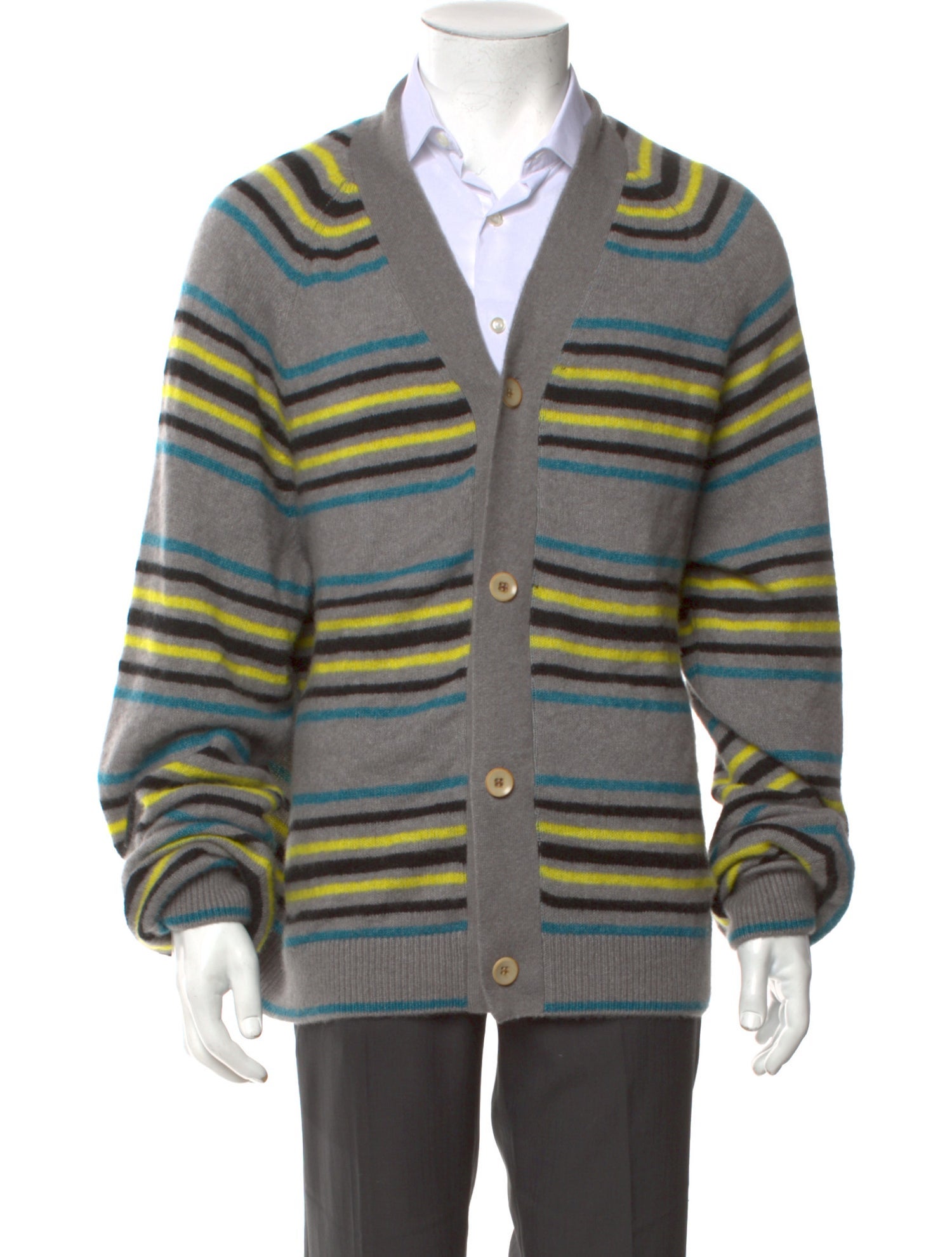 The Elder Statesman Striped V-Neck Cardigan