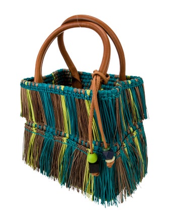 The Elder Statesman Raffia Top Handle Bag