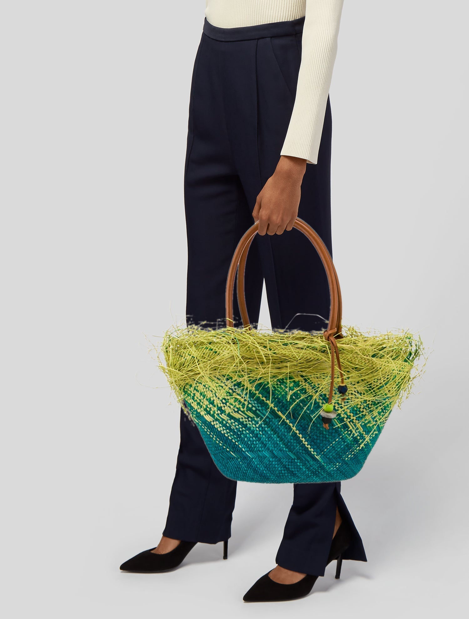 The Elder Statesman Raffia Tote