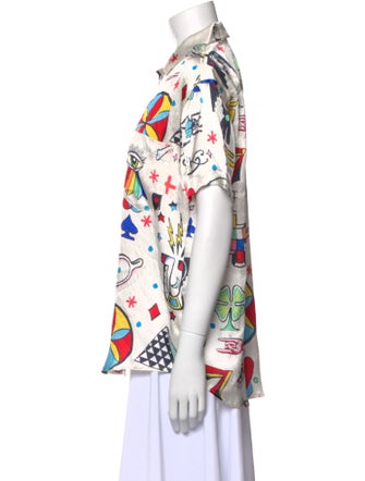 The Elder Statesman Silk Printed Button-Up Top