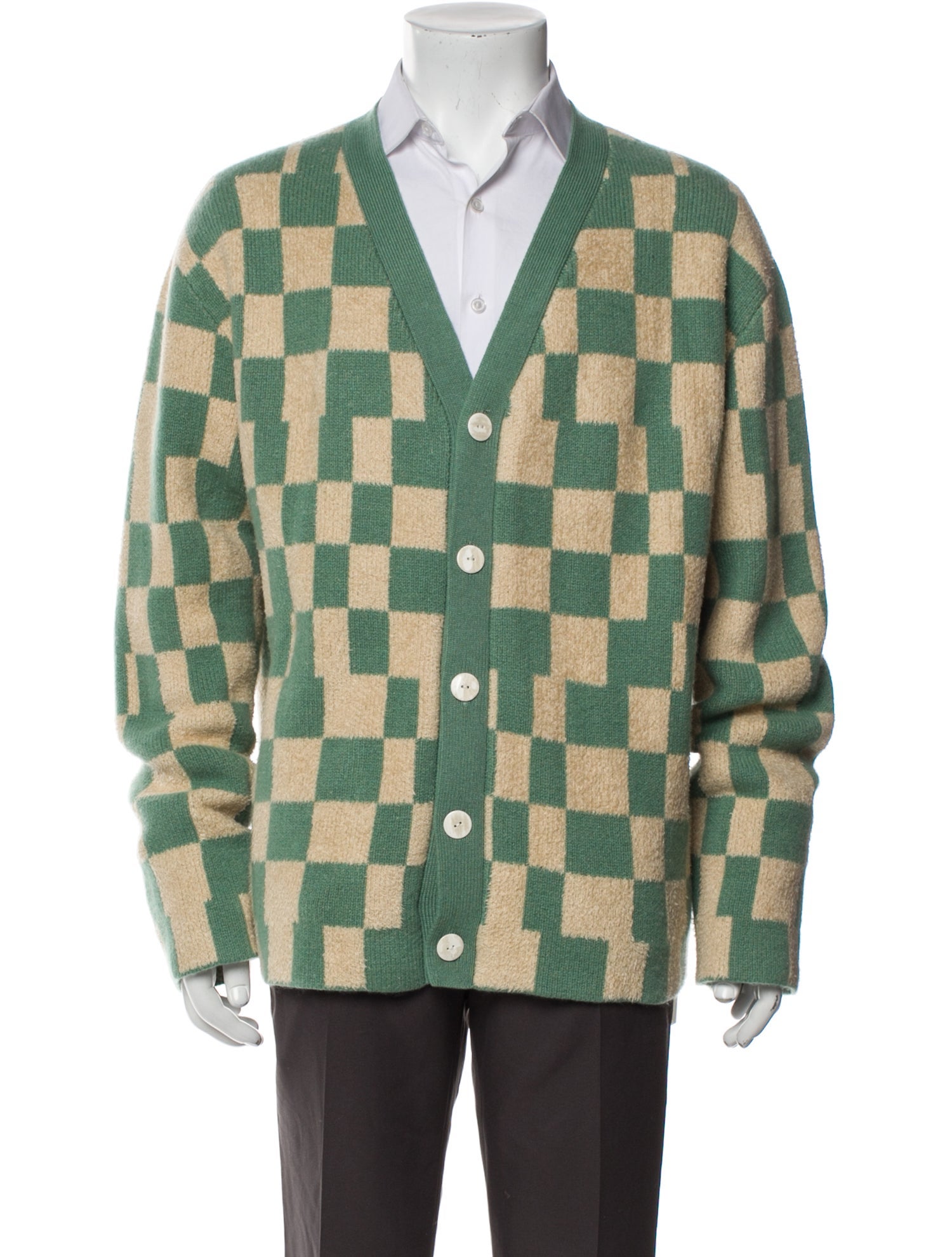 The Elder Statesman Plaid Print V-Neck Cardigan w/ Tags