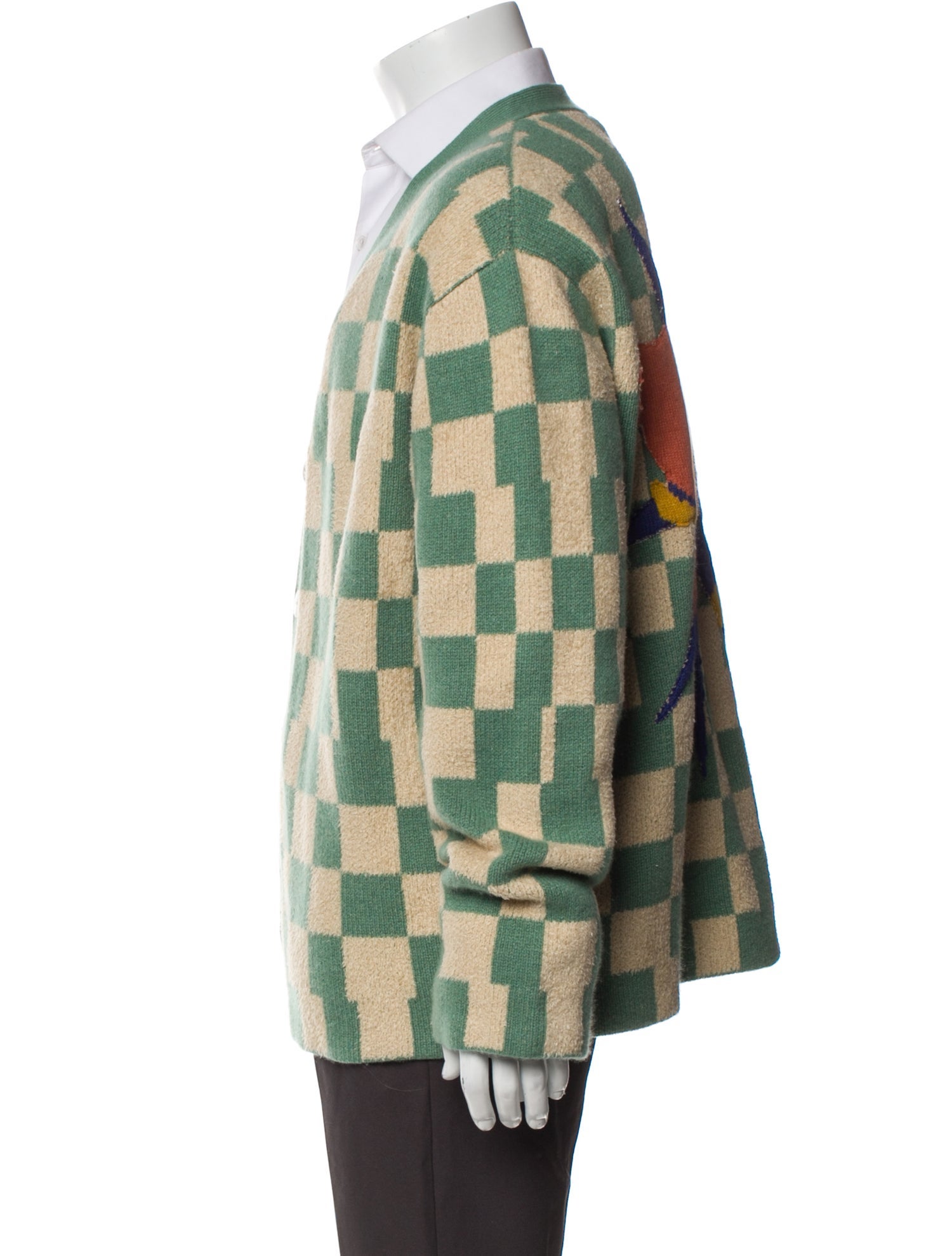 The Elder Statesman Plaid Print V-Neck Cardigan w/ Tags