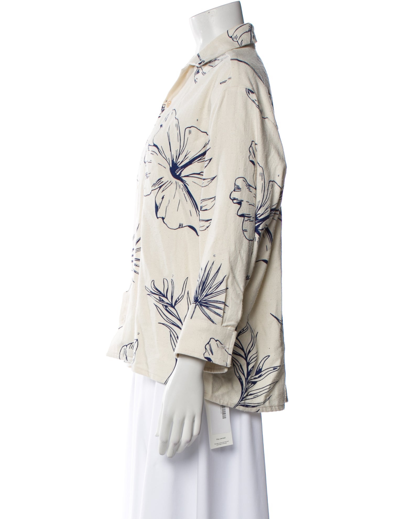 The Elder Statesman Printed Three-Quarter Sleeve Button-Up Top