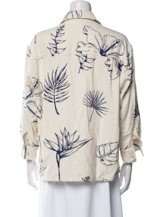 The Elder Statesman Printed Three-Quarter Sleeve Button-Up Top