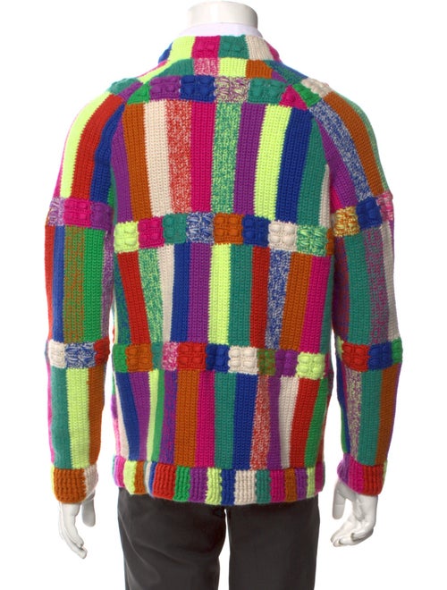 The Elder Statesman Colorblock Pattern V-Neck Cardigan