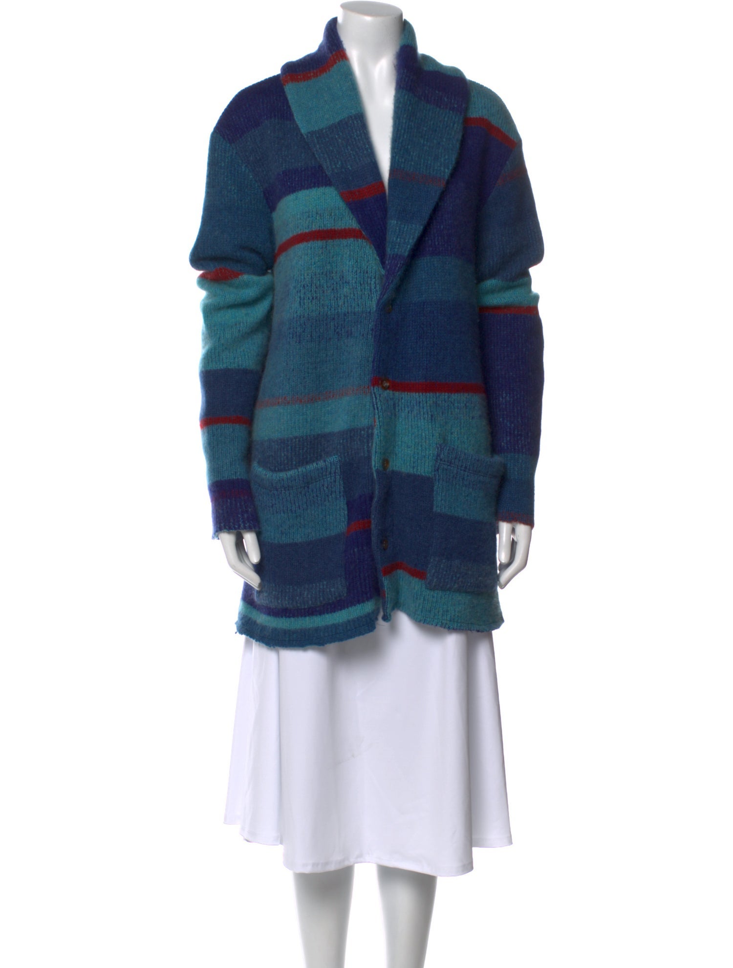 The Elder Statesman Colorblock Pattern V-Neck Sweater