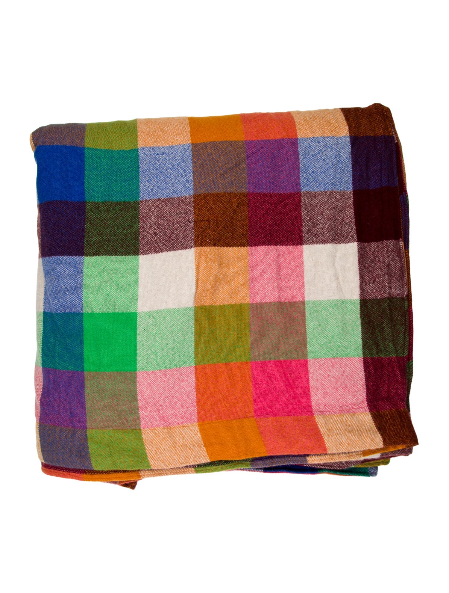 The Elder Statesman Rainbow Plaid Blanket