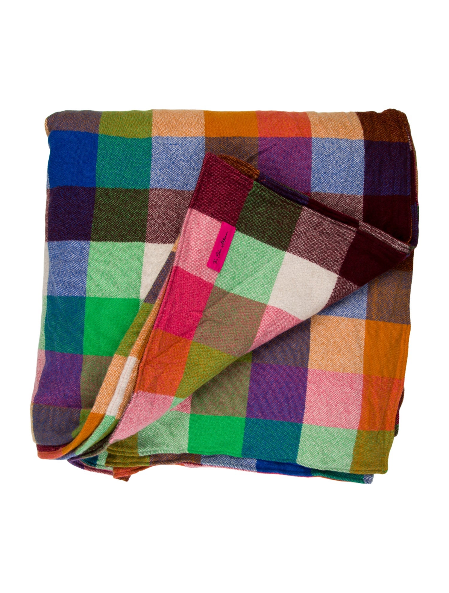 The Elder Statesman Rainbow Plaid Blanket