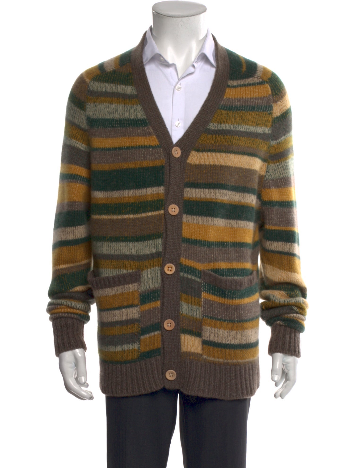 The Elder Statesman Striped V-Neck Cardigan