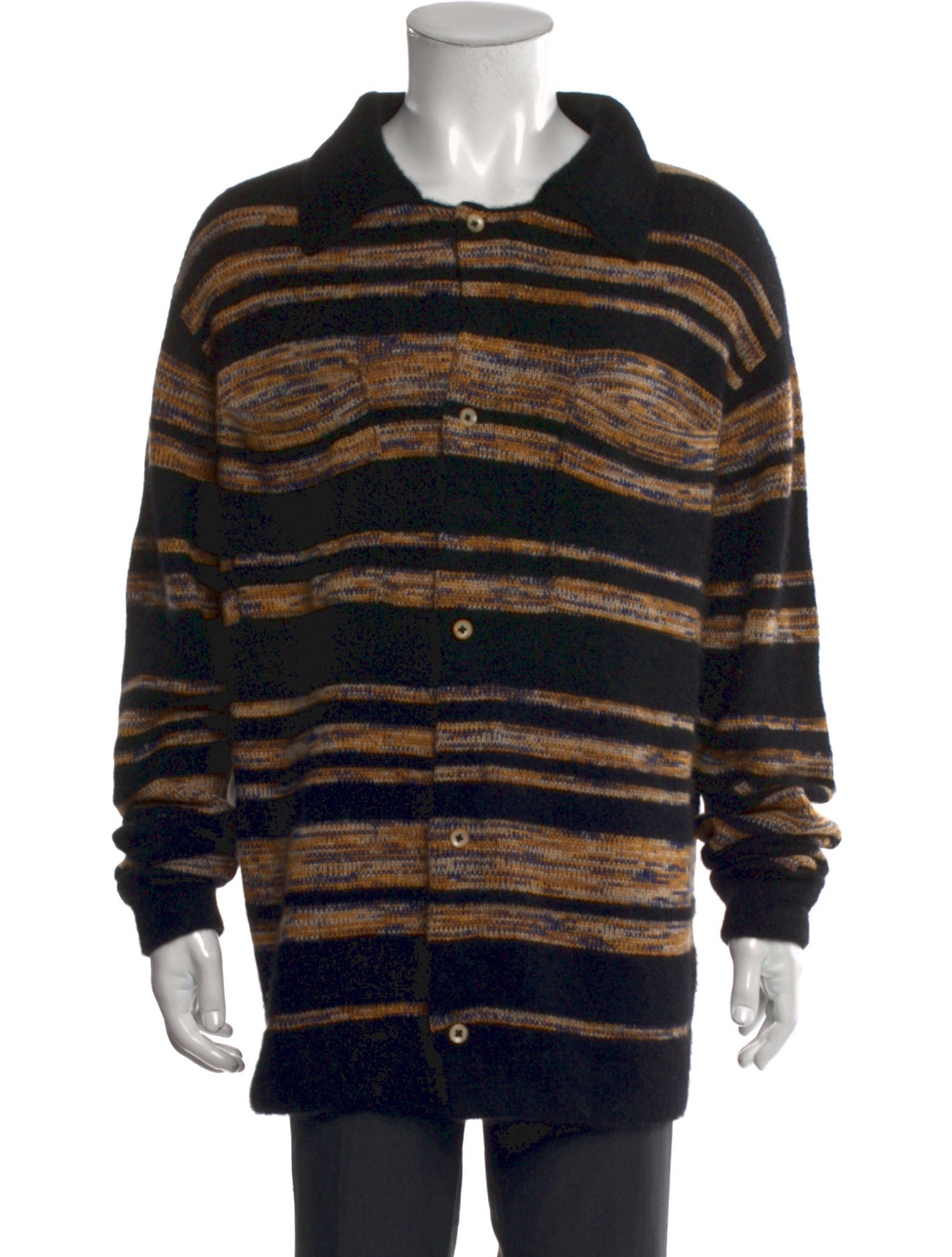 The Elder Statesman Striped Collar Cardigan