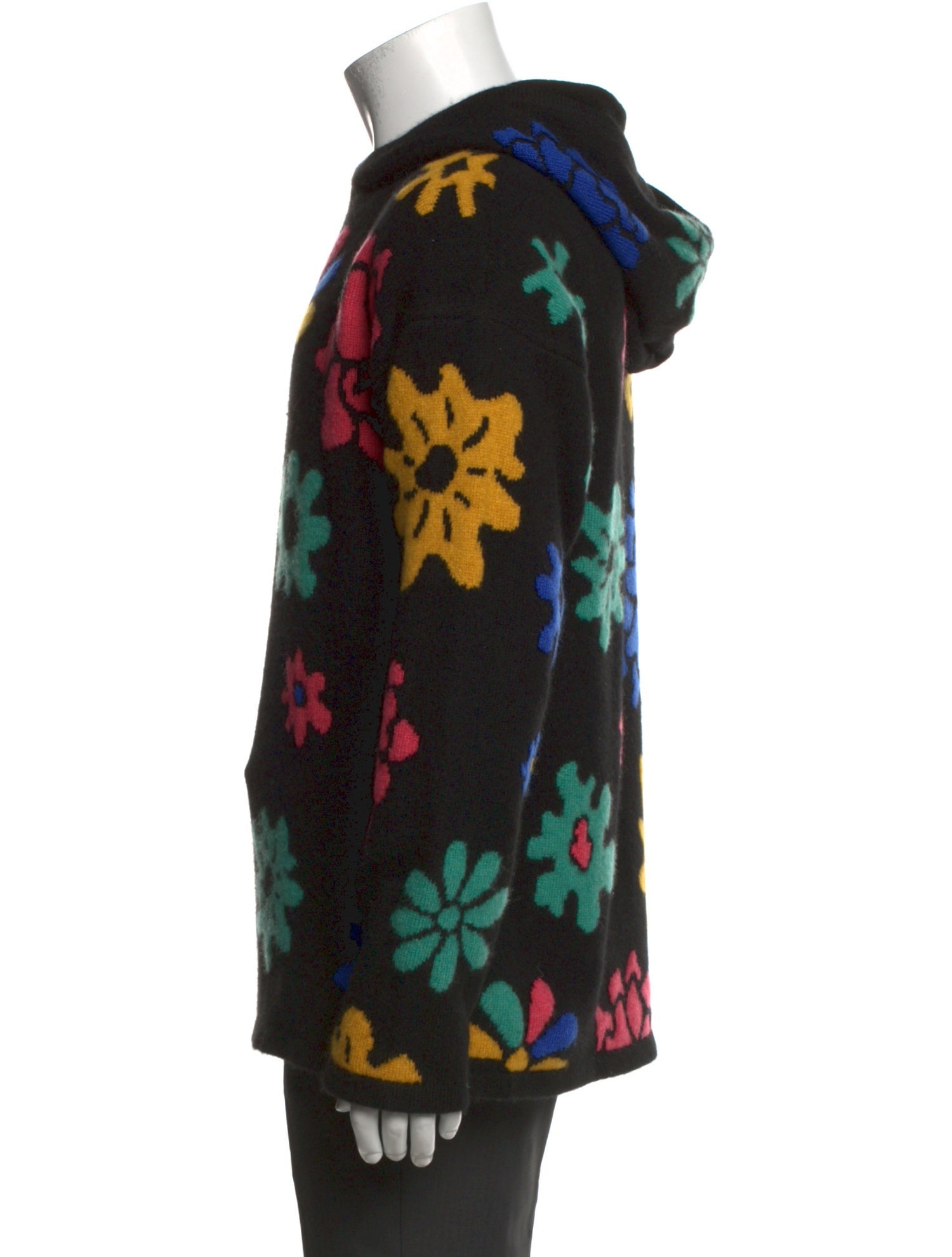 The Elder Statesman Cashmere Floral Print Hoodie