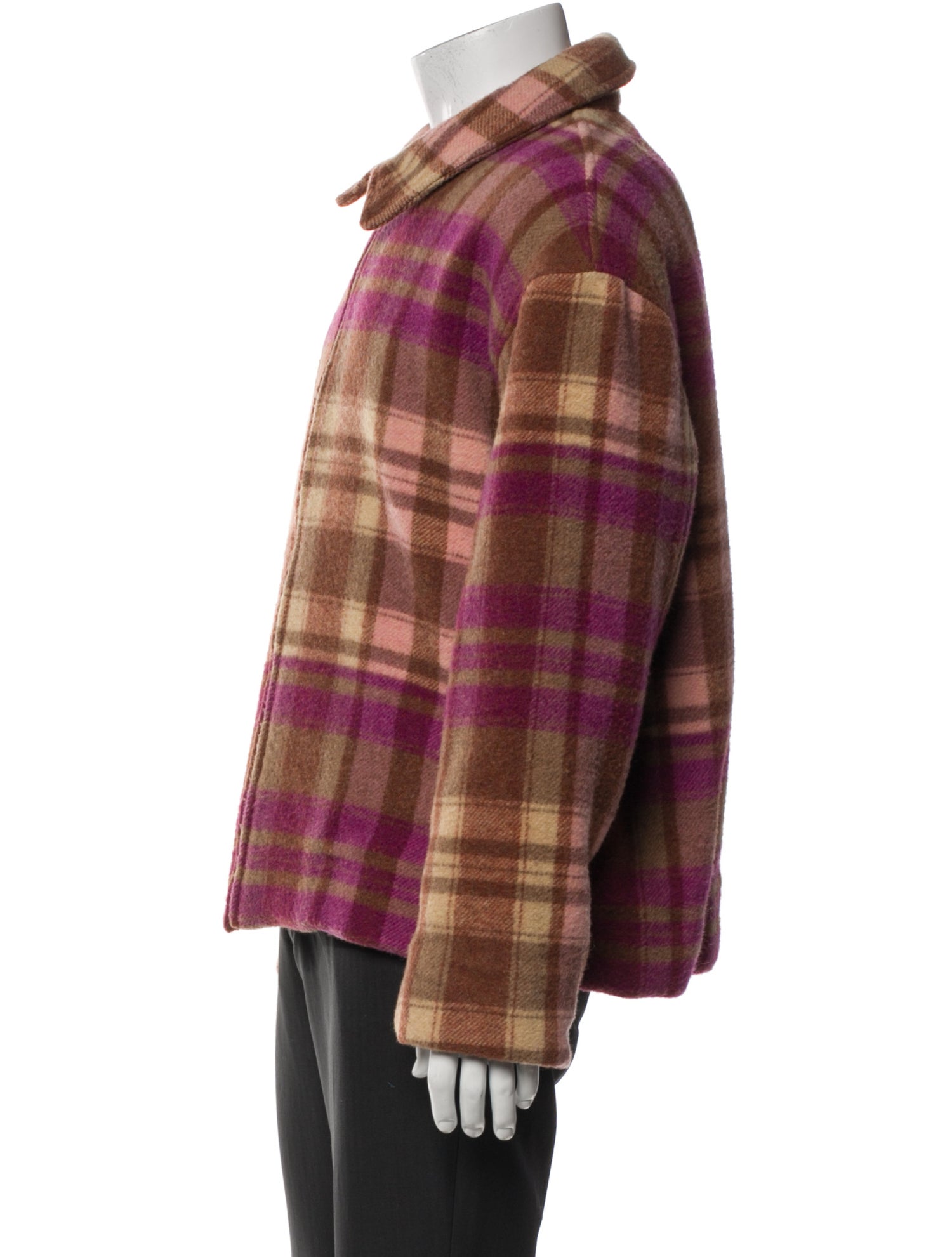 The Elder Statesman Plaid Print Peacoat