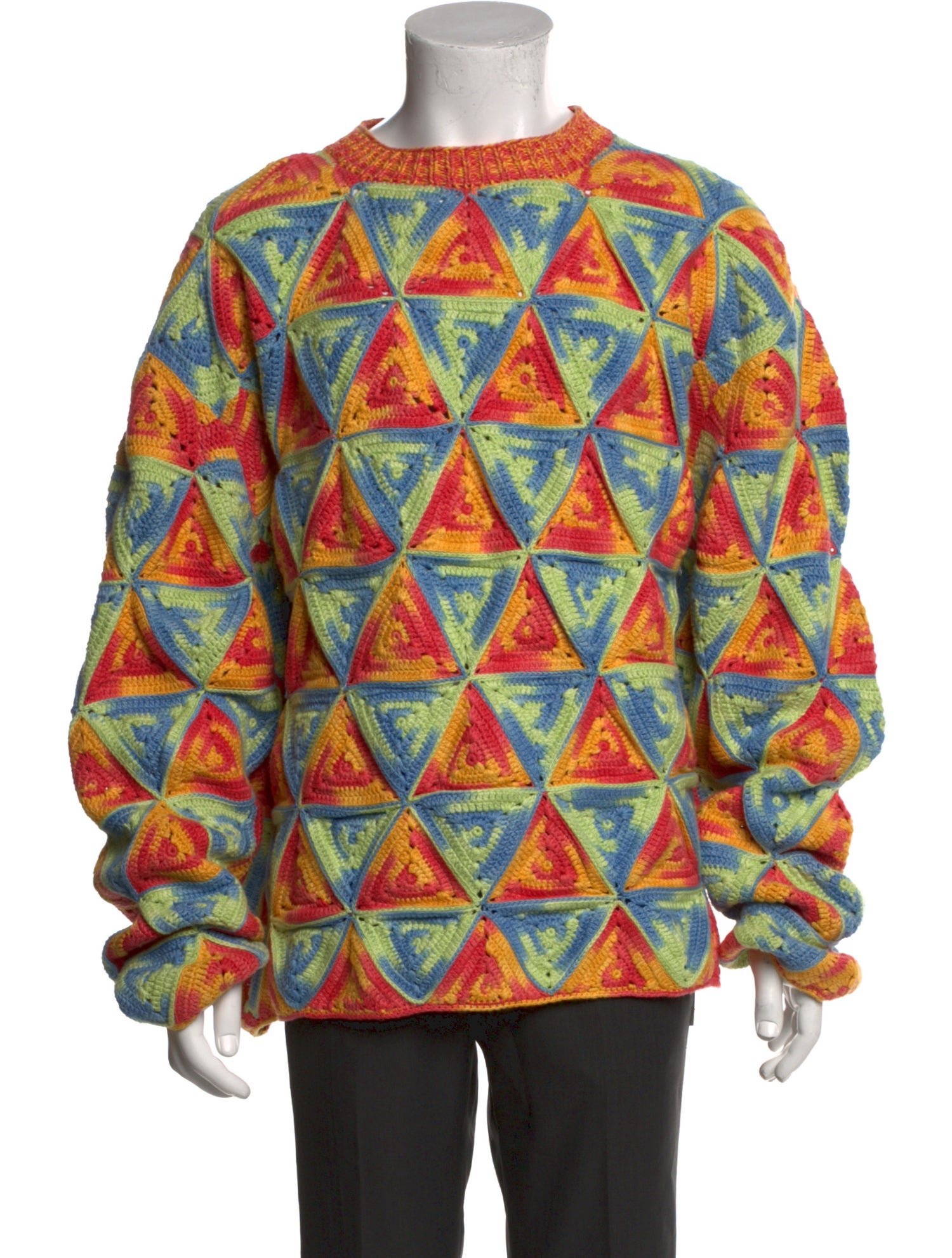 The Elder Statesman Tweed Pattern Crew Neck Cardigan