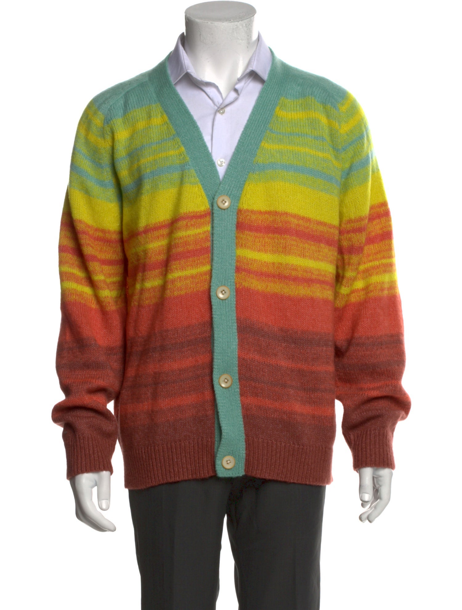 The Elder Statesman Cashmere Colorblock Pattern Cardigan