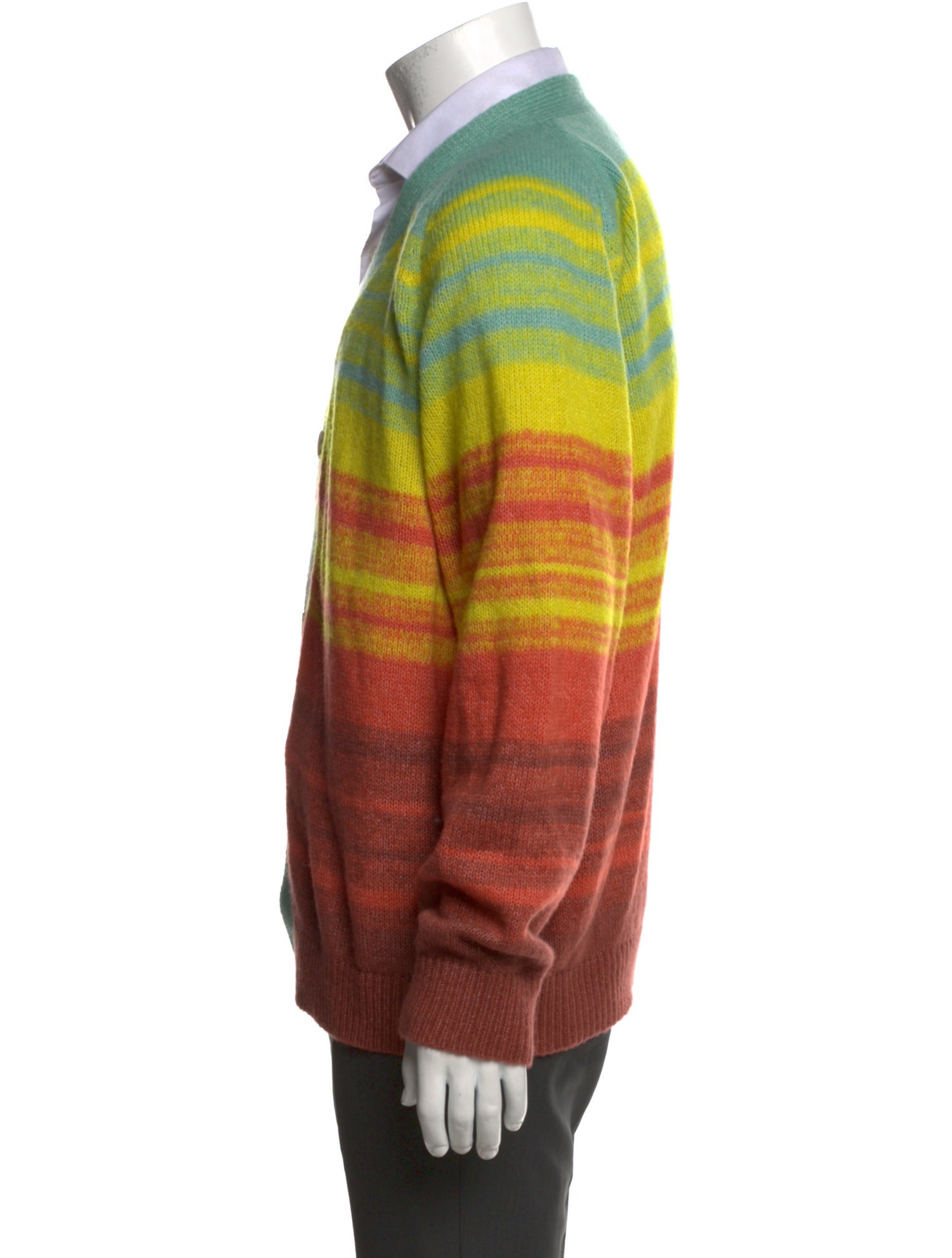 The Elder Statesman Cashmere Colorblock Pattern Cardigan