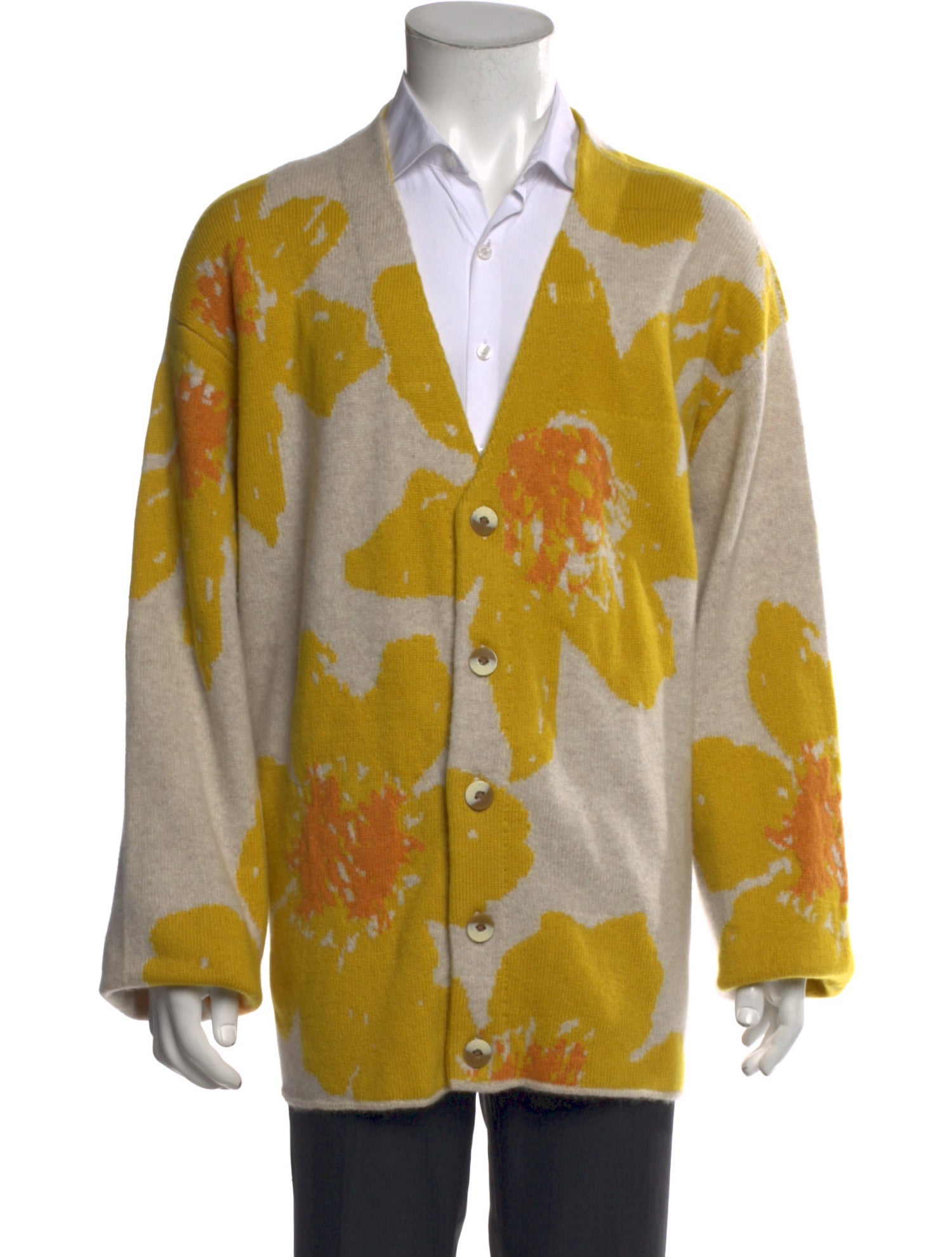 The Elder Statesman Cashmere Floral Print Cardigan w/ Tags