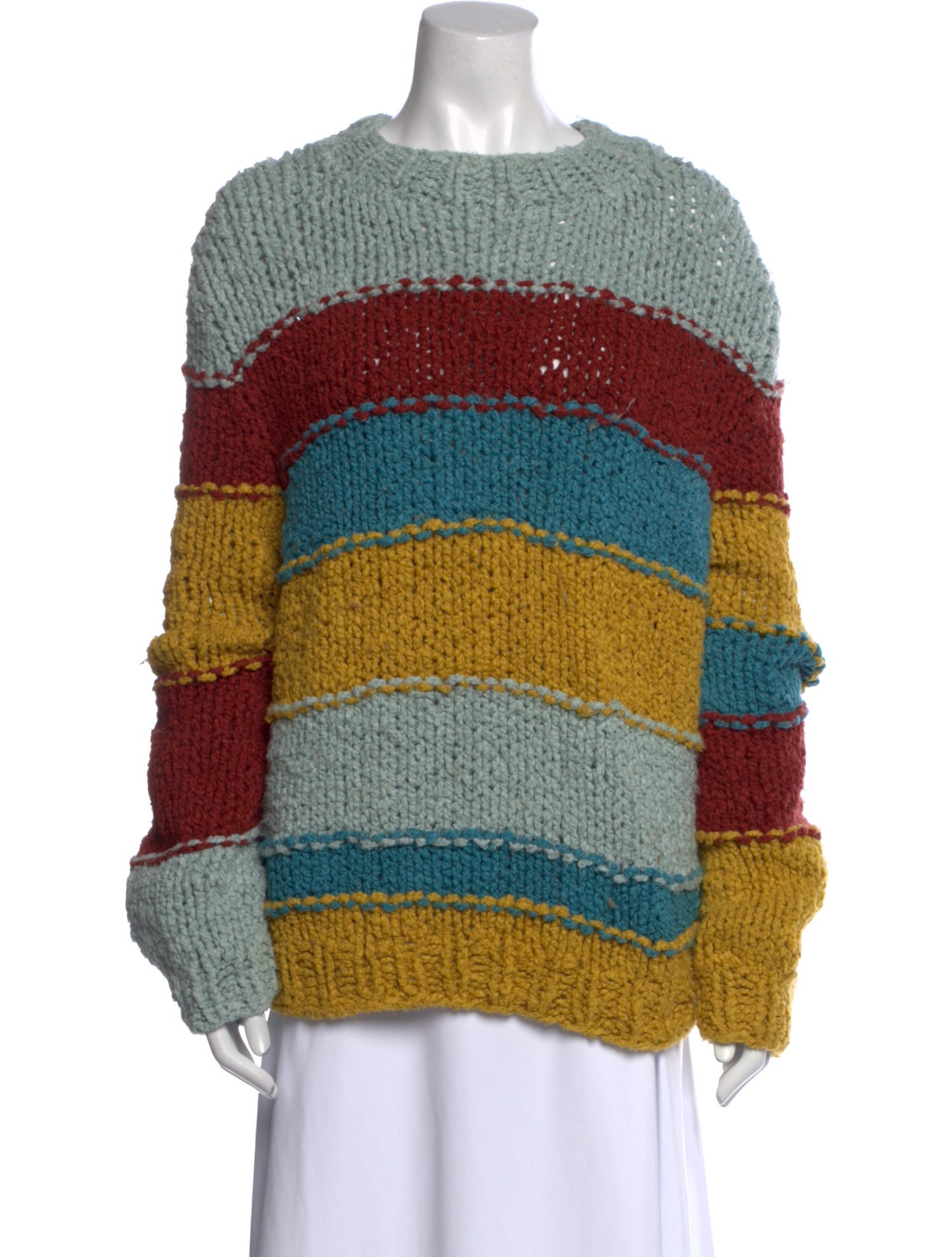 The Elder Statesman Striped Mock Neck Sweater
