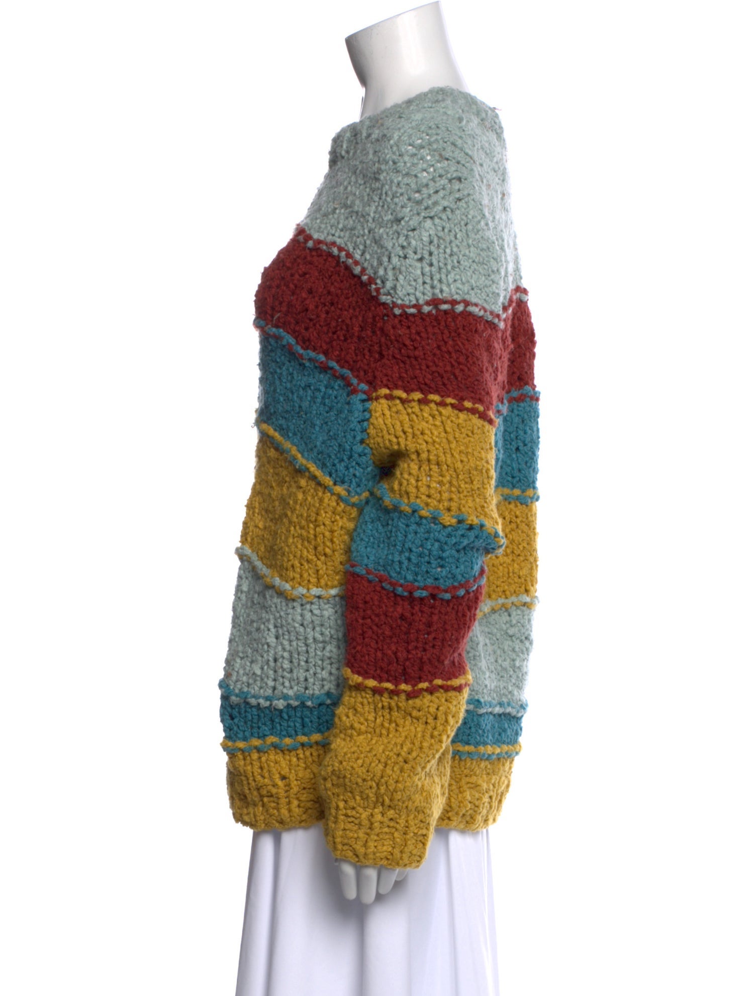 The Elder Statesman Striped Mock Neck Sweater