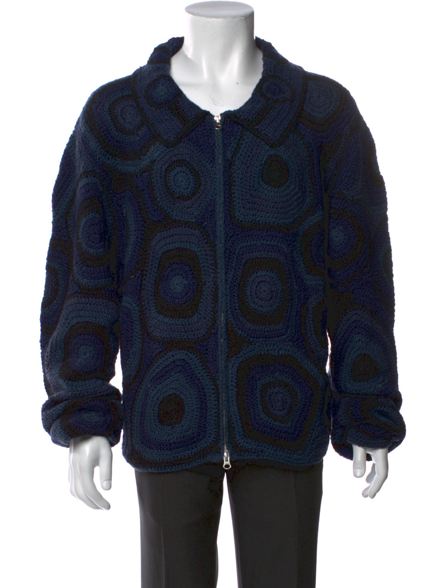 The Elder Statesman Printed Mock Neck Cardigan