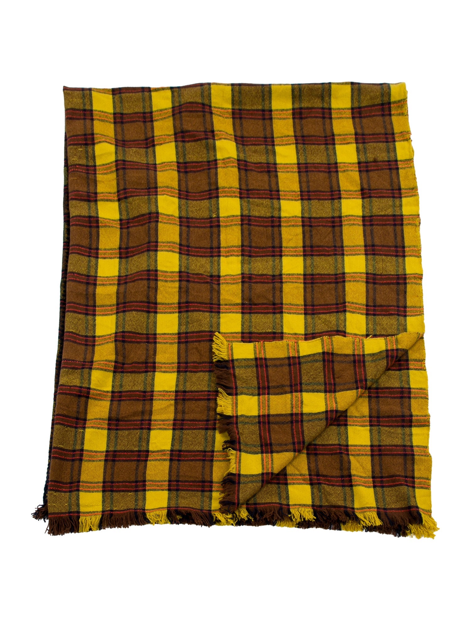 The Elder Statesman Plaid Woven Throw