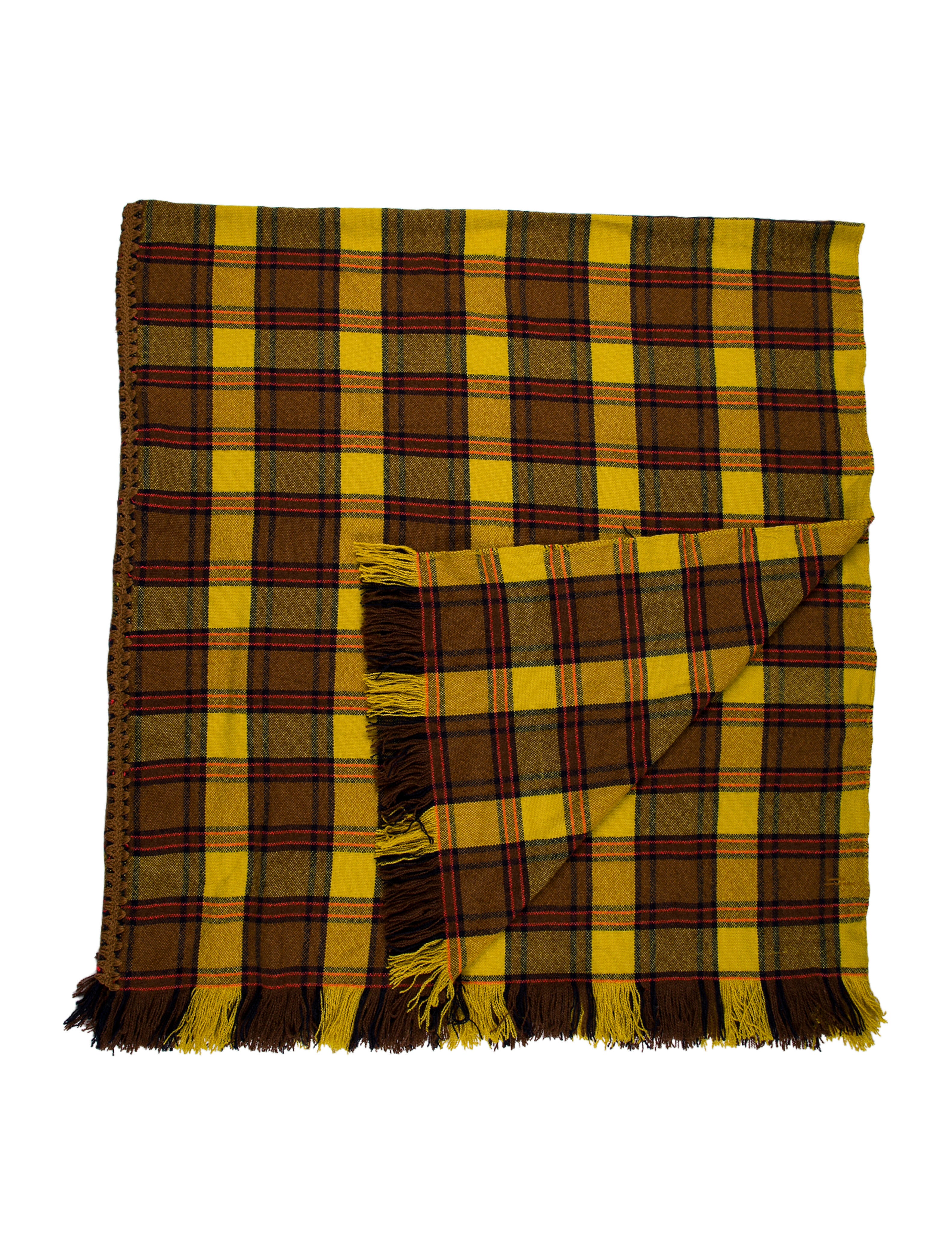 The Elder Statesman Plaid Throw Blanket