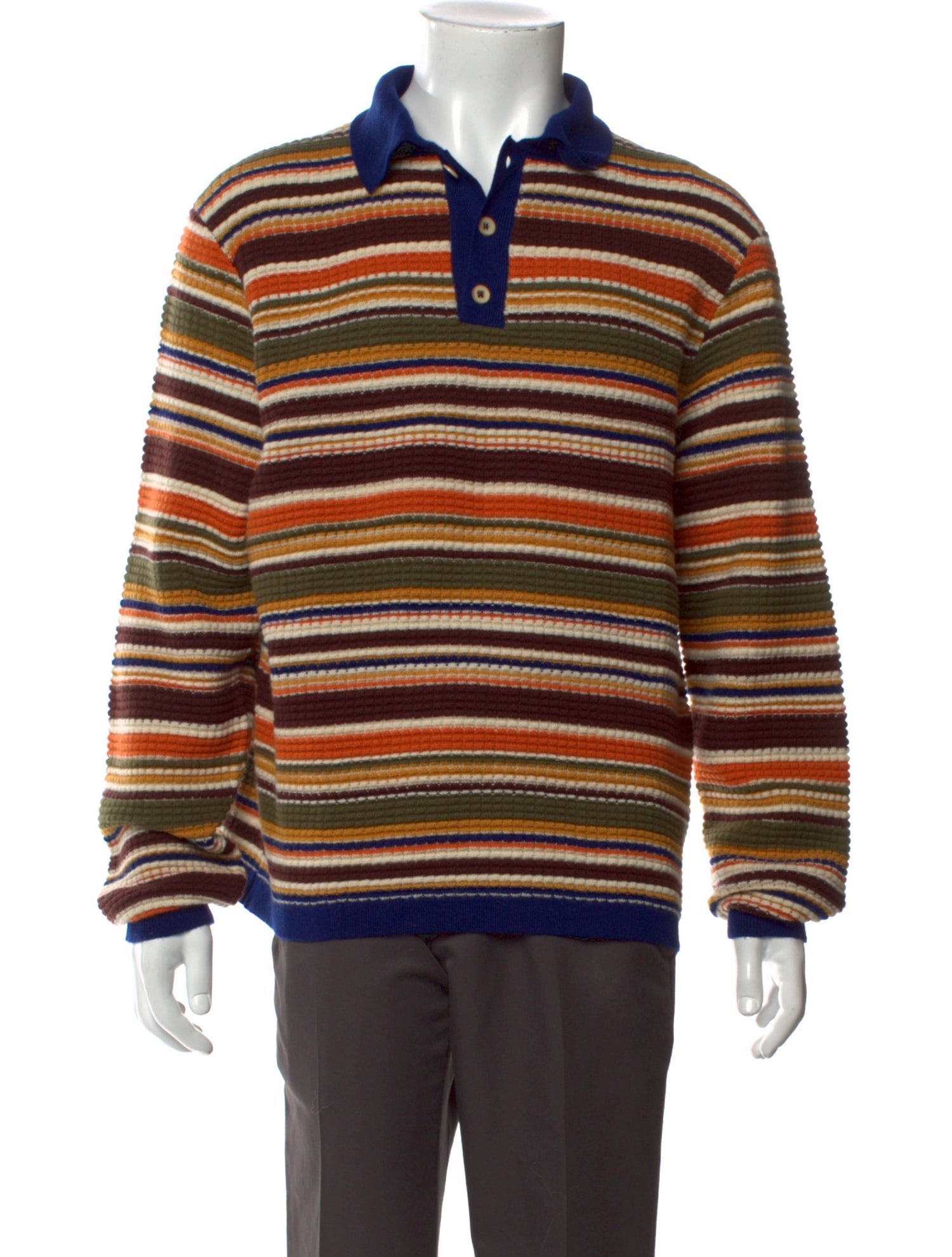 The Elder Statesman Cashmere Striped Polo Shirt