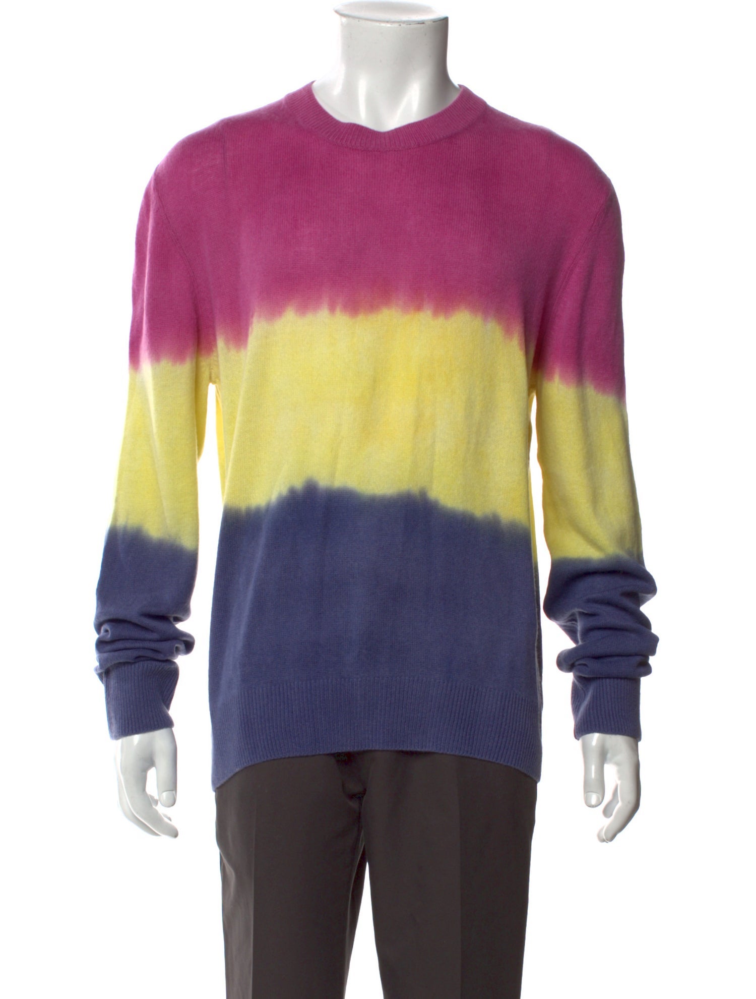 The Elder Statesman Cashmere Colorblock Pattern Pullover