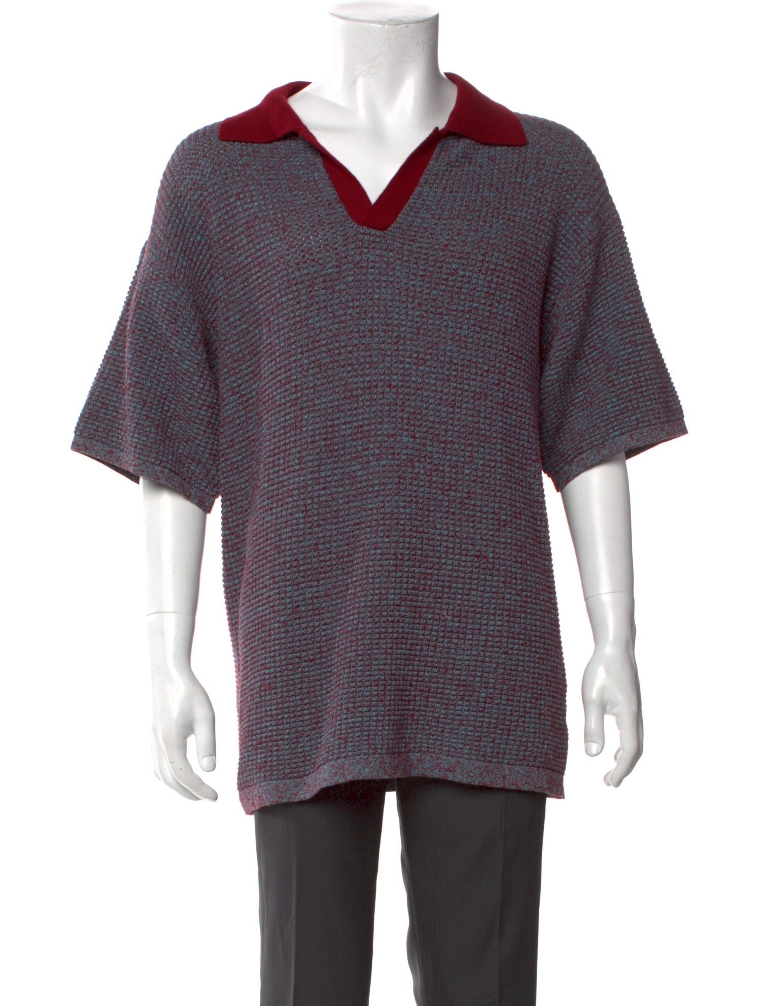 The Elder Statesman Striped V-Neck Polo Sweater