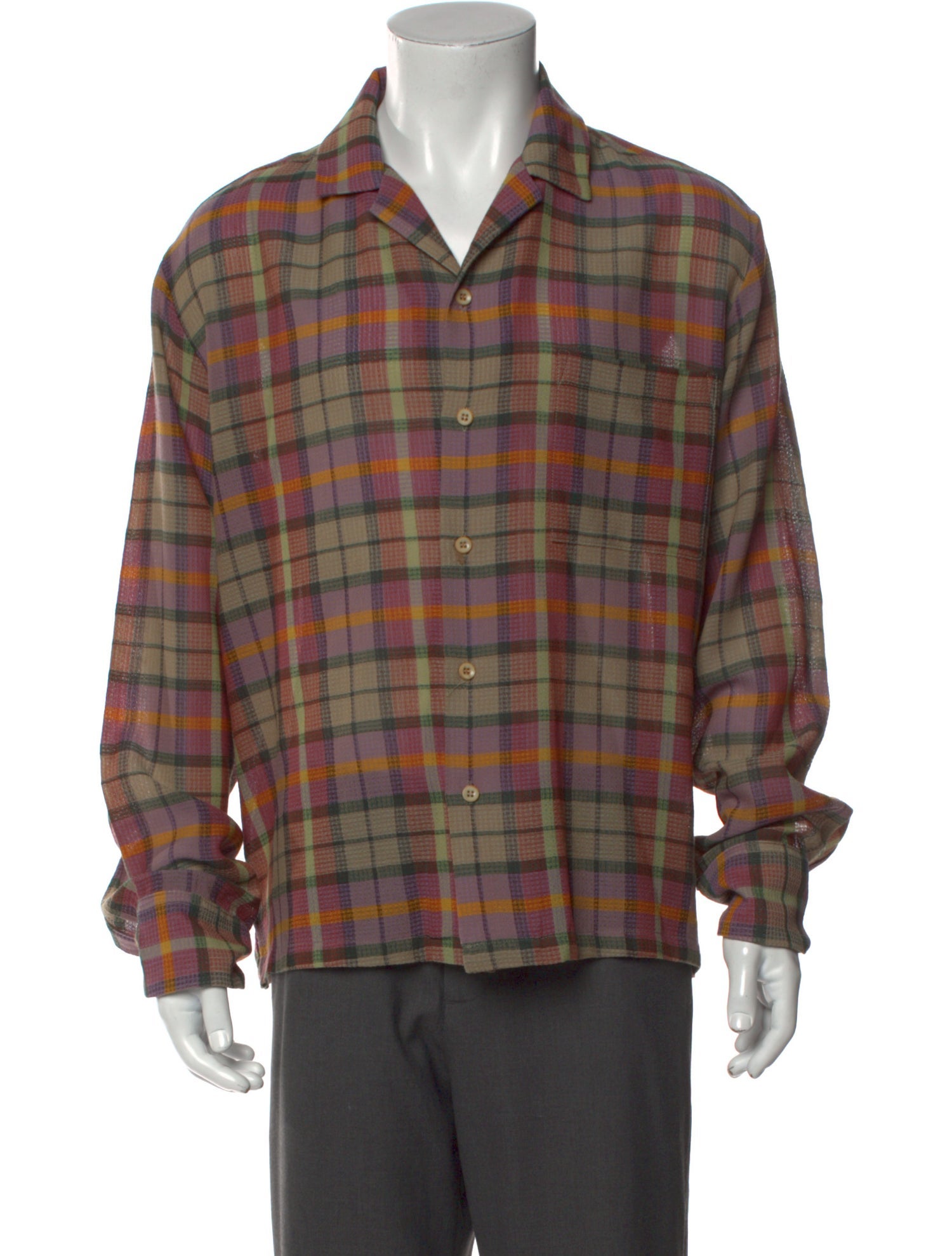 The Elder Statesman Virgin Wool Plaid Print Shirt