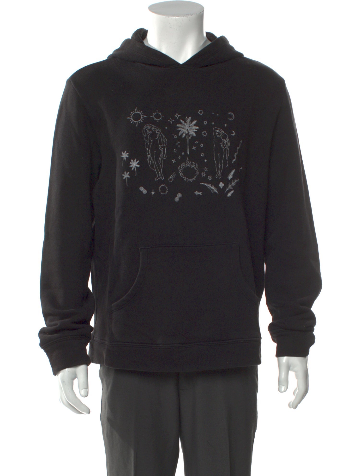 The Elder Statesman Graphic Print V-Neck Hoodie