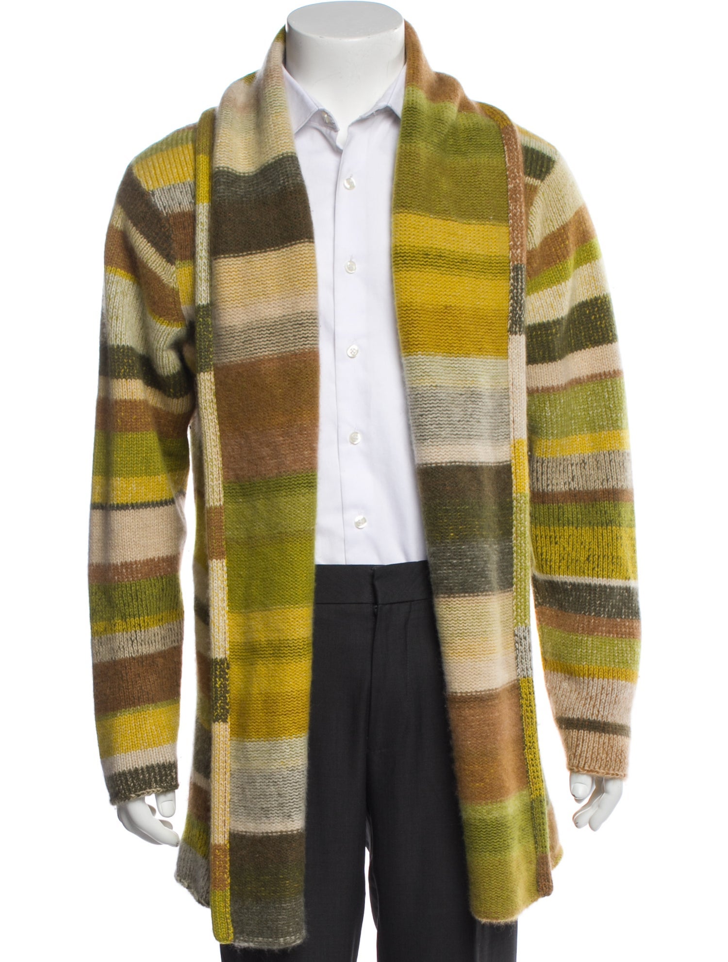 The Elder Statesman Cashmere Colorblock Pattern Cardigan