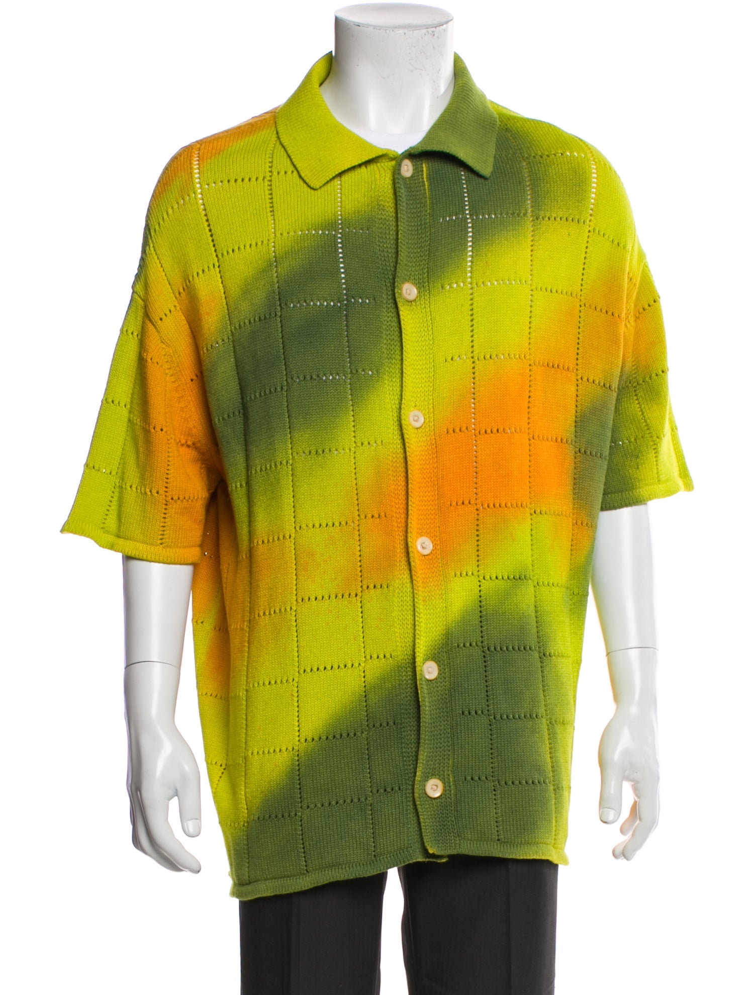 The Elder Statesman Printed Collar Polo Sweater