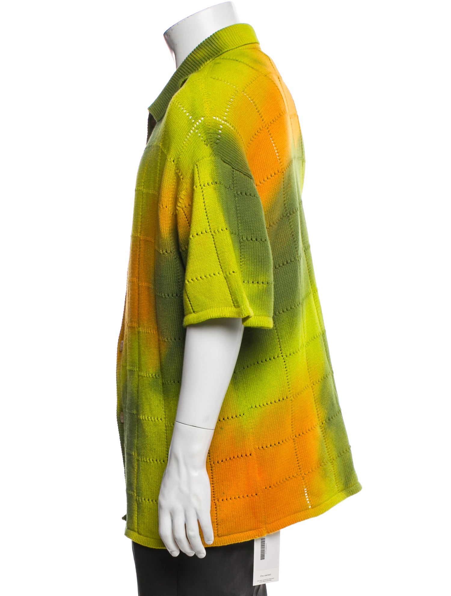 The Elder Statesman Printed Collar Polo Sweater