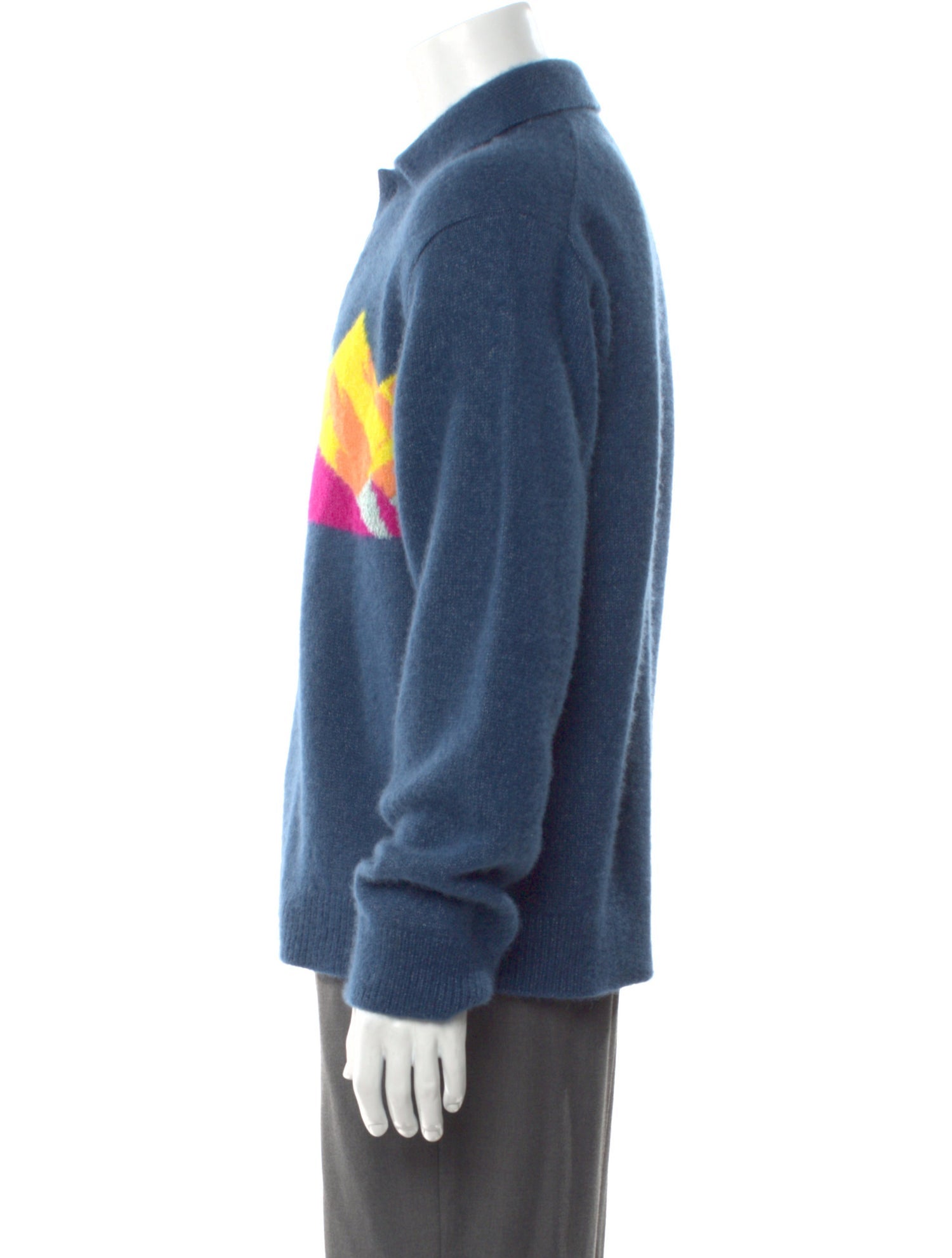 The Elder Statesman Cashmere Graphic Print Polo Sweater