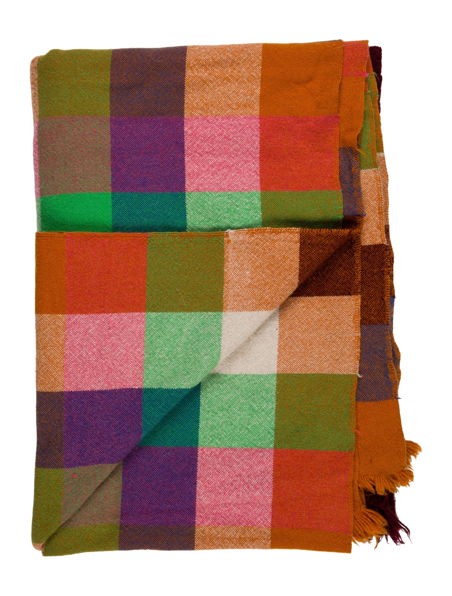 The Elder Statesman Rainbow Plaid Blanket