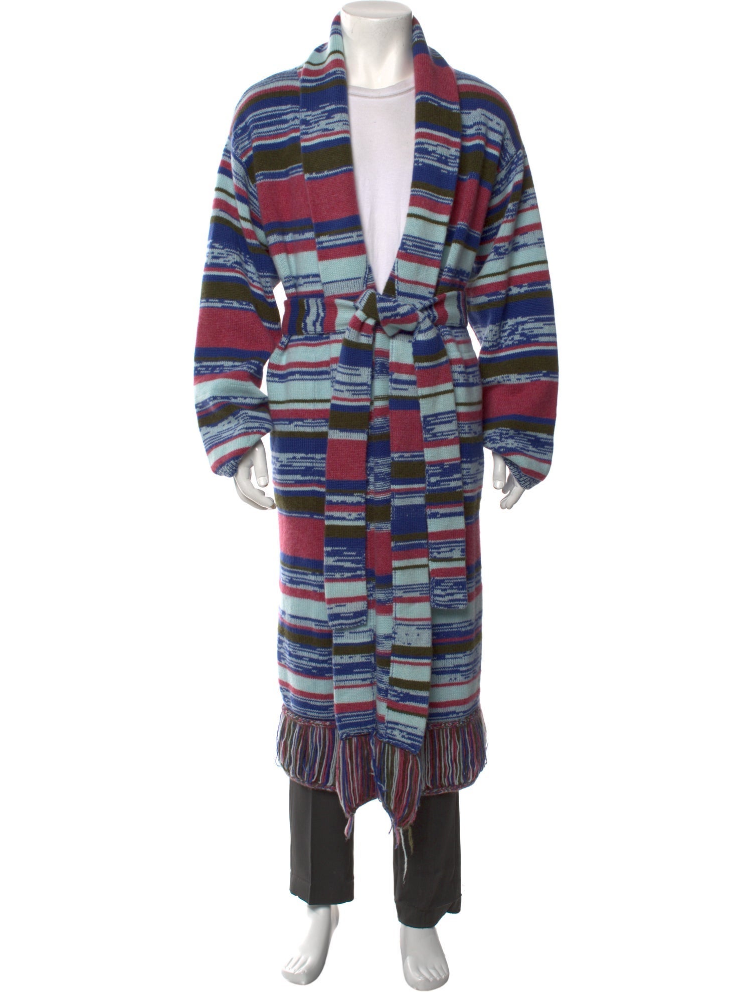 The Elder Statesman Striped Open Front Cardigan