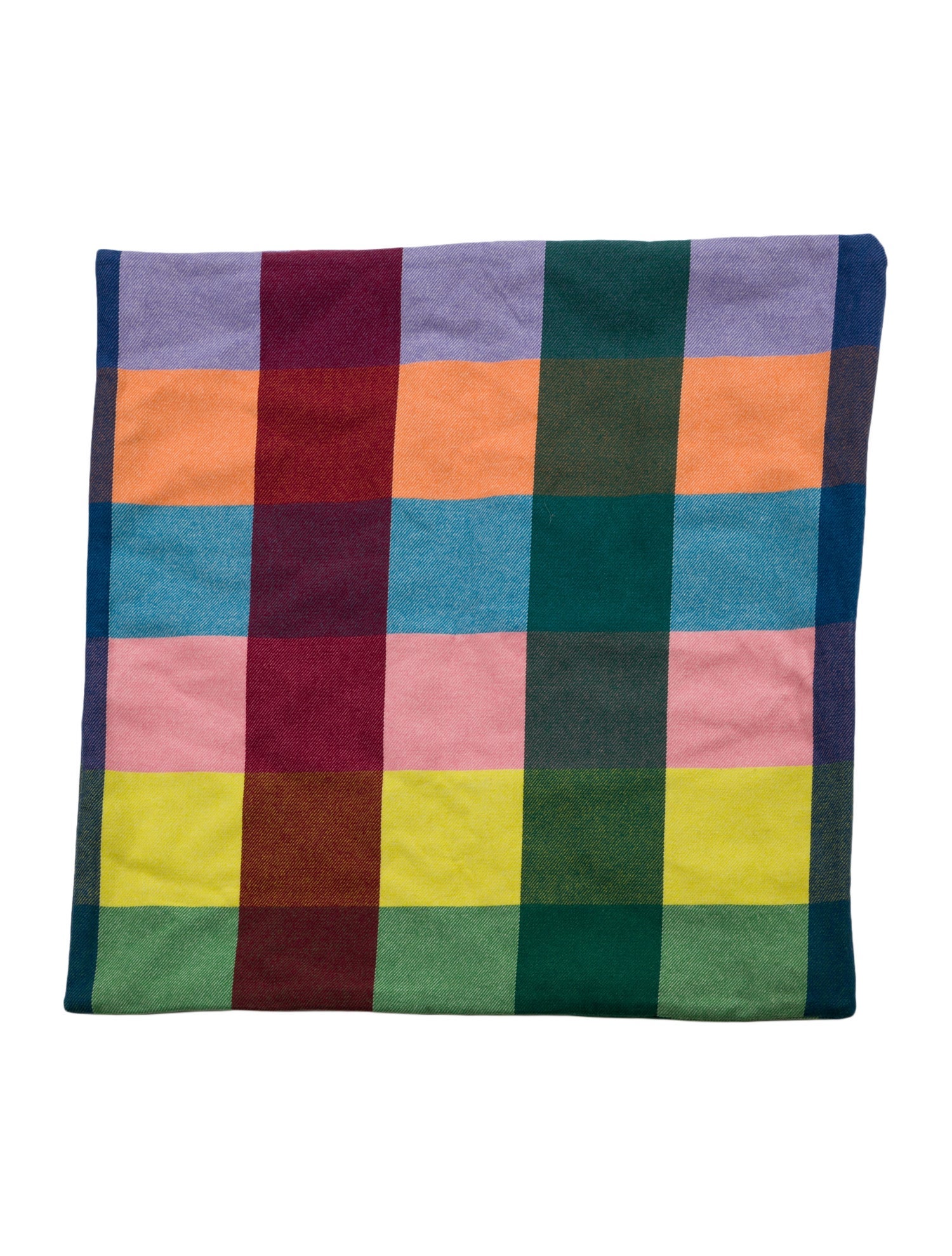The Elder Statesman Rainbow Plaid Cashmere Pillow Sham