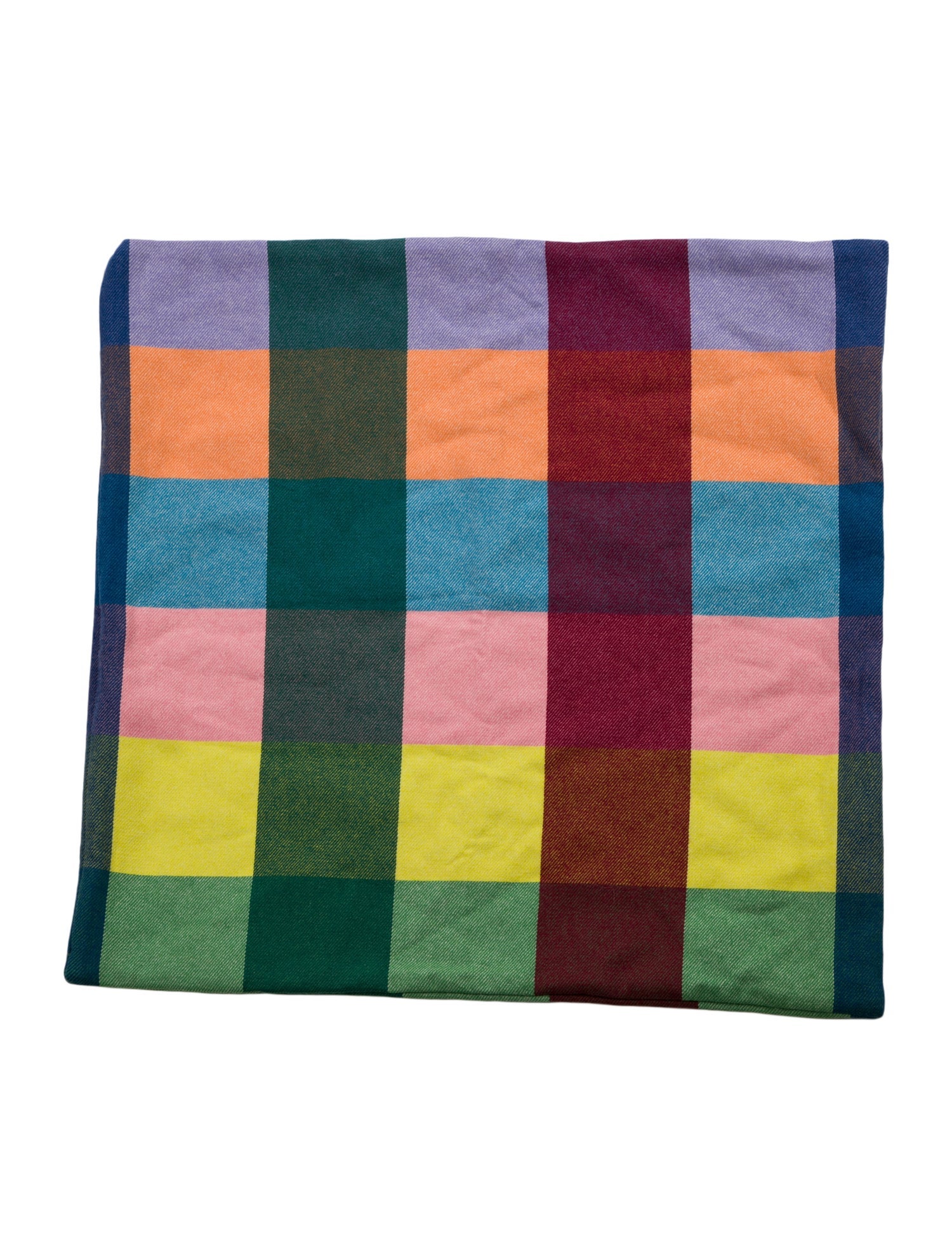 The Elder Statesman Rainbow Plaid Cashmere Pillow Sham