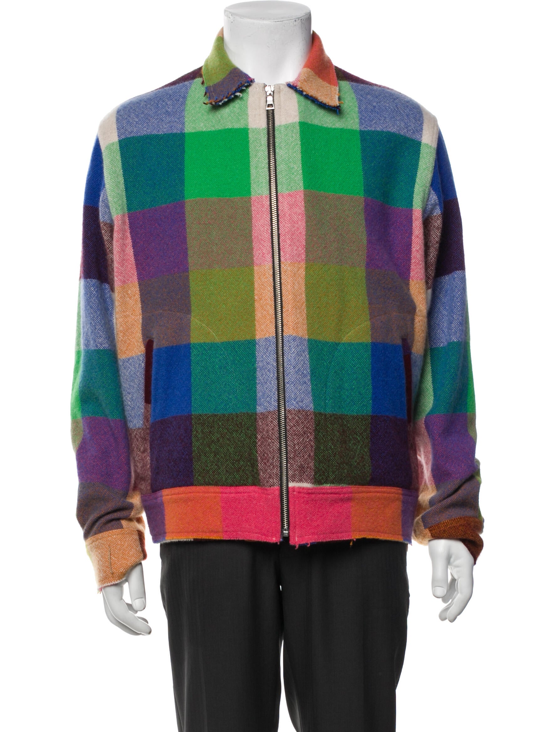 The Elder Statesman Cashmere Plaid Print Jacket