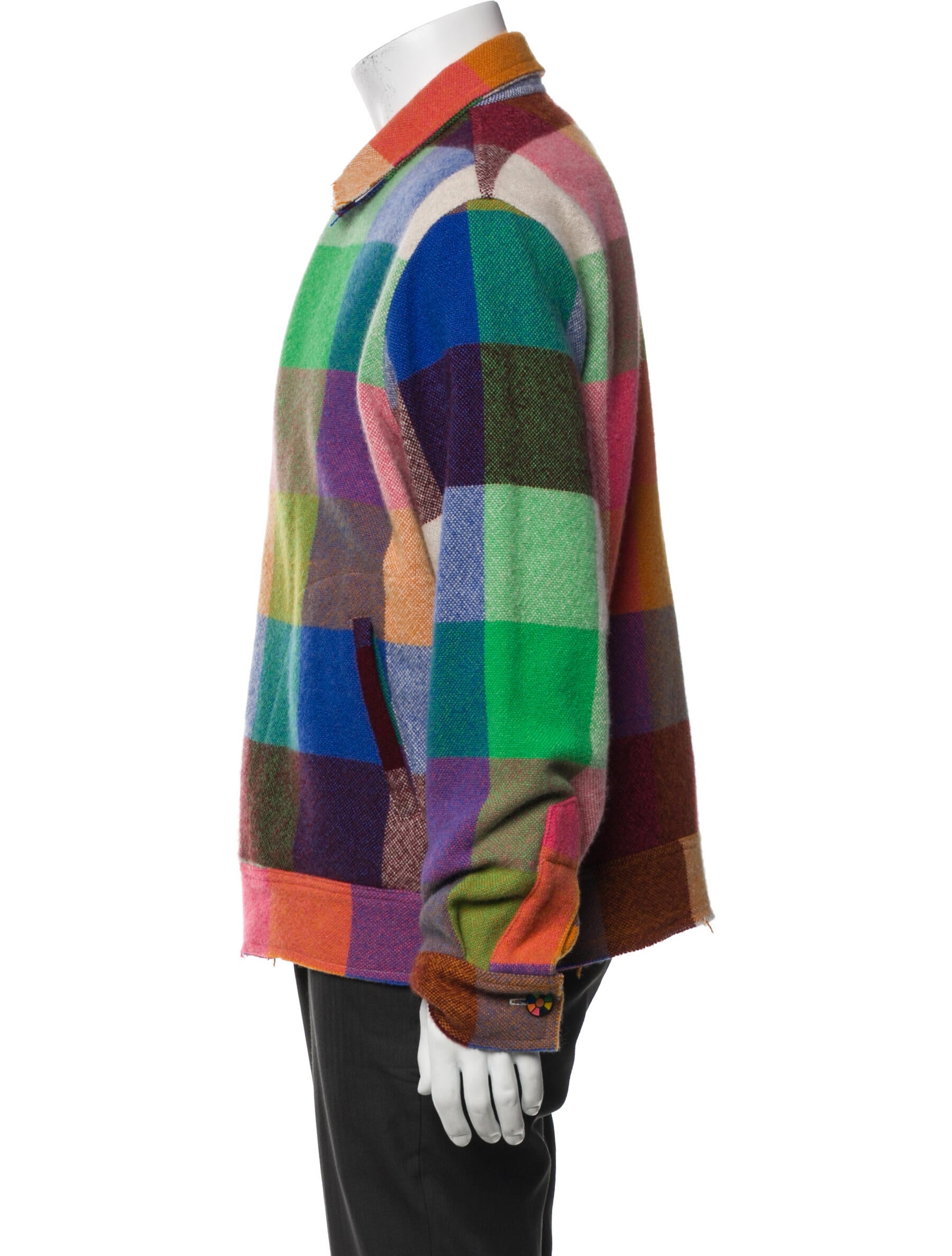 The Elder Statesman Cashmere Plaid Print Jacket