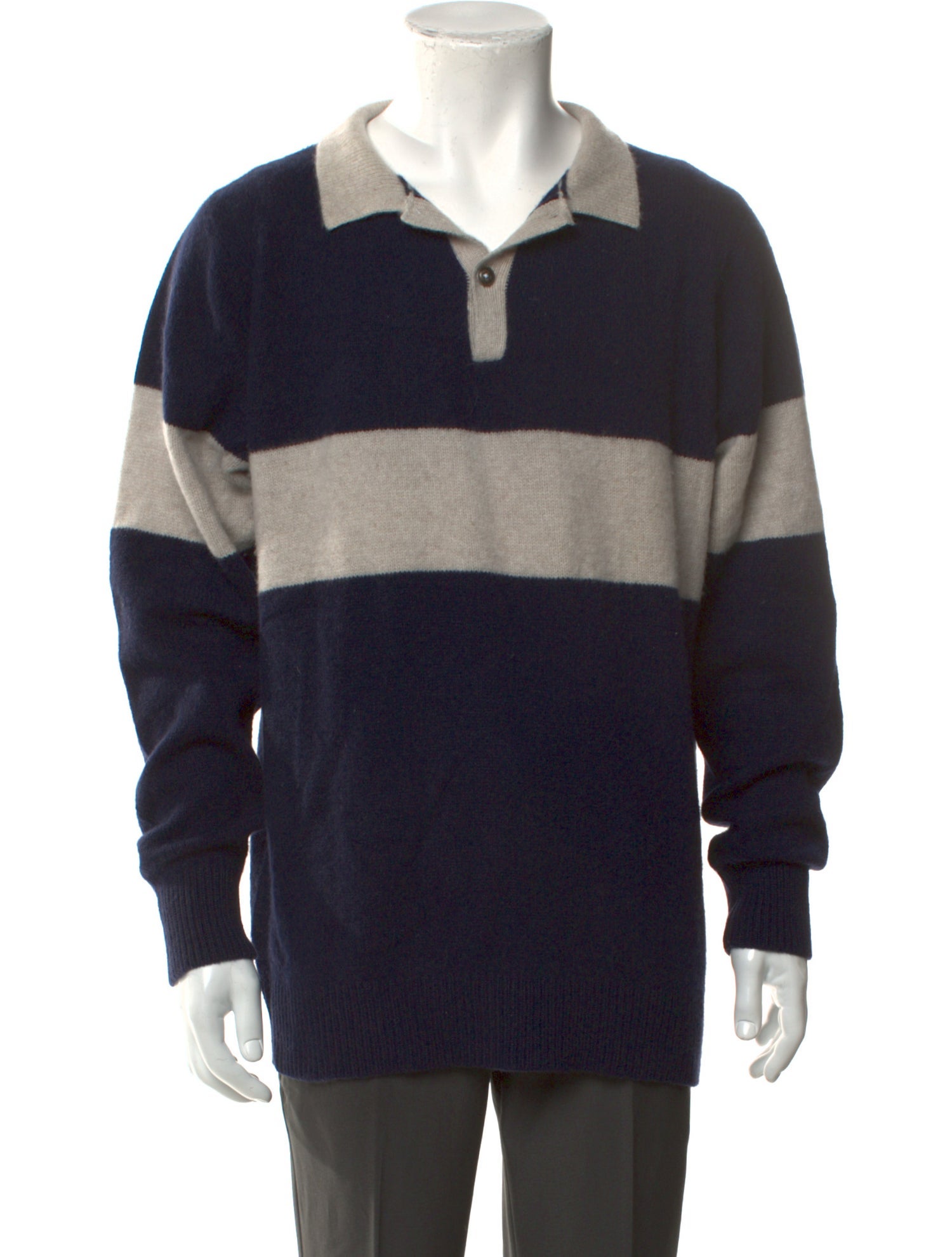 The Elder Statesman Cashmere Striped Polo Shirt