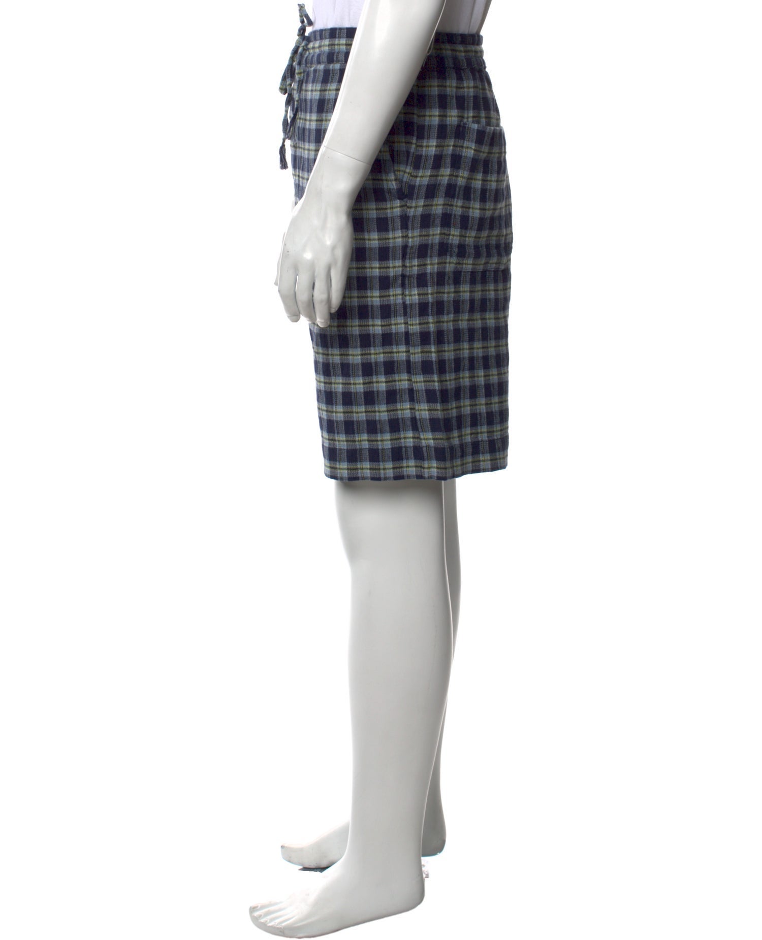 The Elder Statesman Plaid Print Jogger Shorts w/ Tags