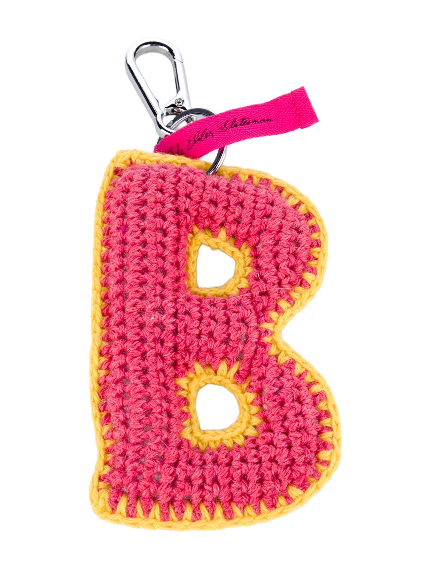 The Elder Statesman Crochet Letter B Keychain Charm