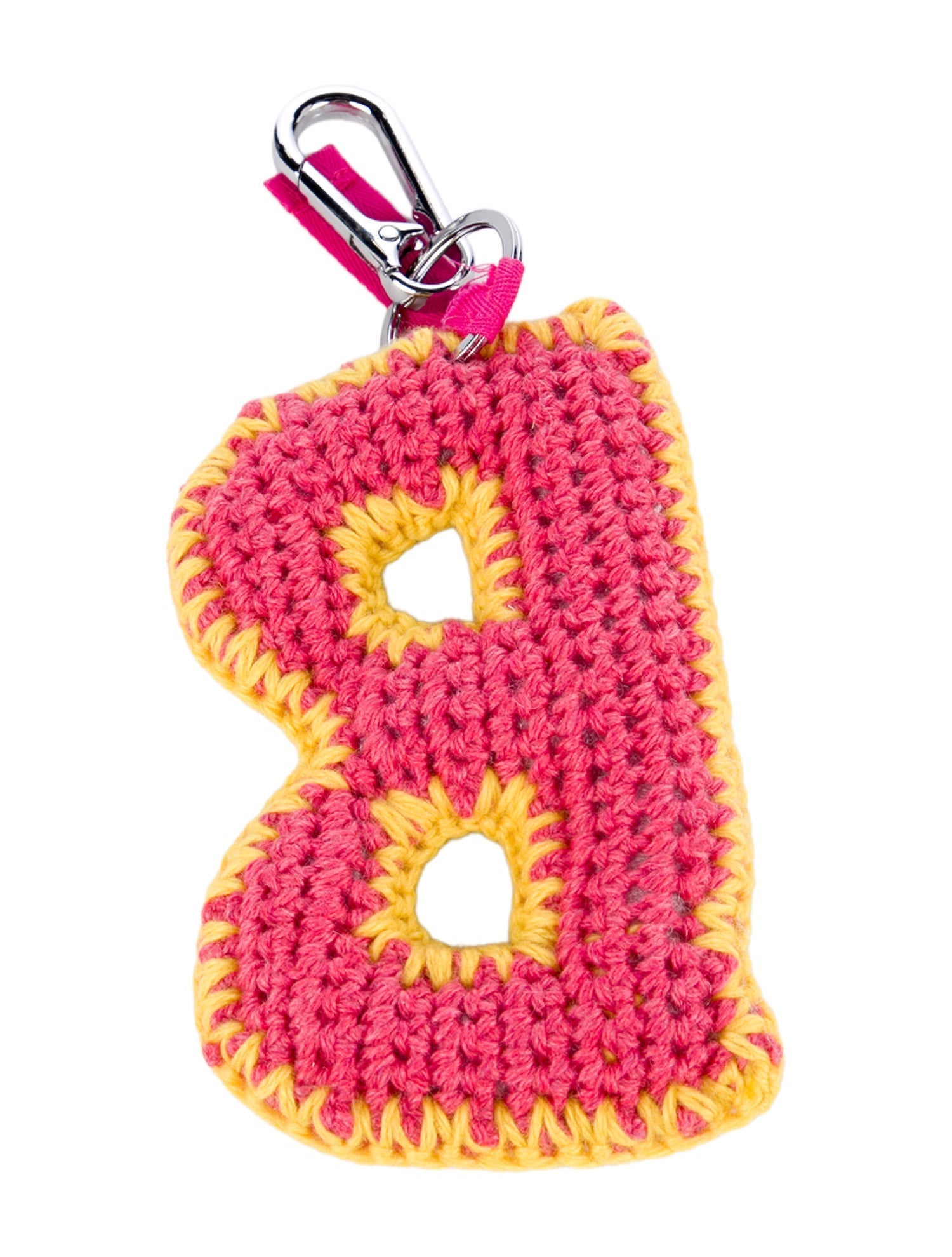 The Elder Statesman Crochet Letter B Keychain Charm